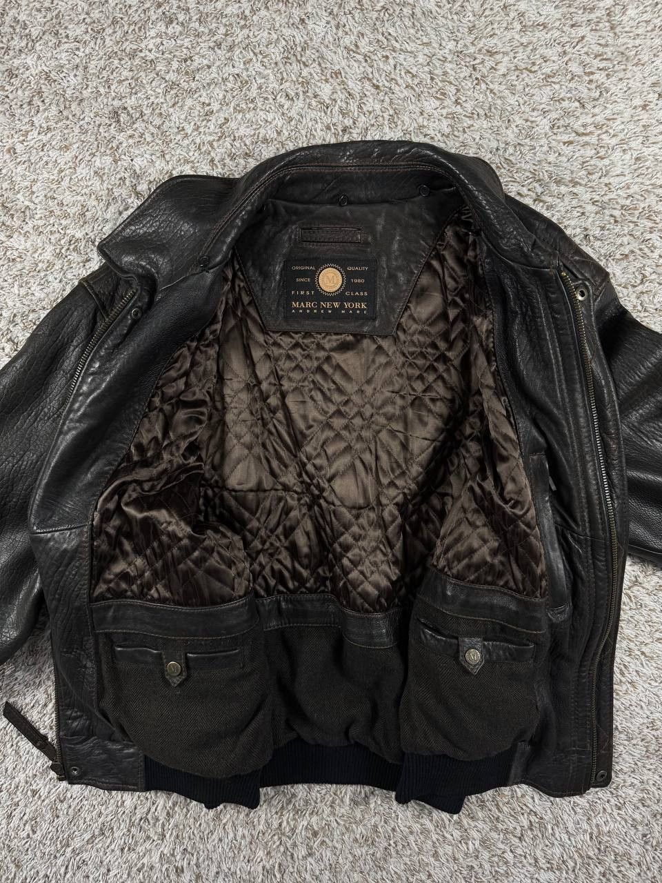 Andrew Marc 2005 Marc New York Leather Bomber Jacket Shearling Collar Size US XL / EU 56 / 4 - 16 Thumbnail