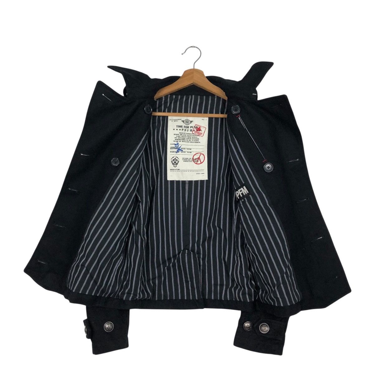 PPFM 📌Rich Black Wool Biker Jacket PPFM Mink Fur Hoodie Size US M / EU 48-50 / 2 - 16 Thumbnail