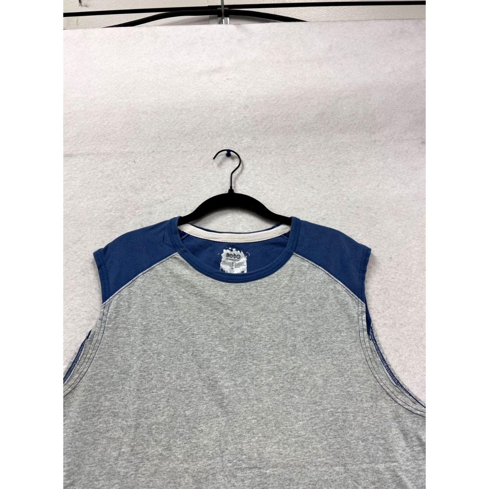Vintage No Boundaries T-Shirt Mens XL Crew Neck Sleeveless Gray Blue Cotton Tank Summer 609A Size US XL / EU 56 / 4 - 4 Thumbnail