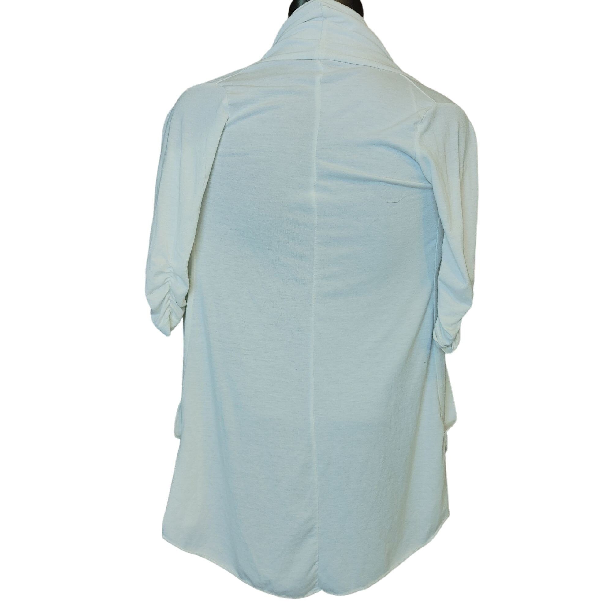 Other POOF Womens S Beige Ruched Sleeves Open Front Cardigan Sweat Size S / US 4 / IT 40 - 2 Thumbnail