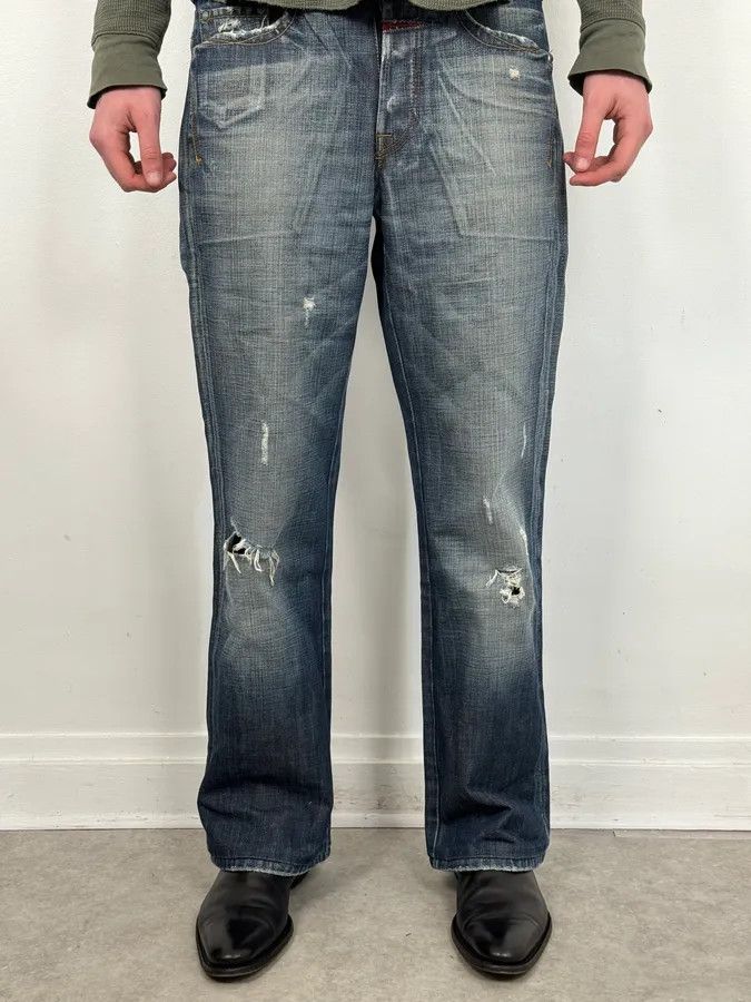 Marithe + Francois Girbaud 2000s Marithé + François Girbaud Faded Blue Relaxed Denim Jeans Size US 32 / EU 48 - 2 Thumbnail