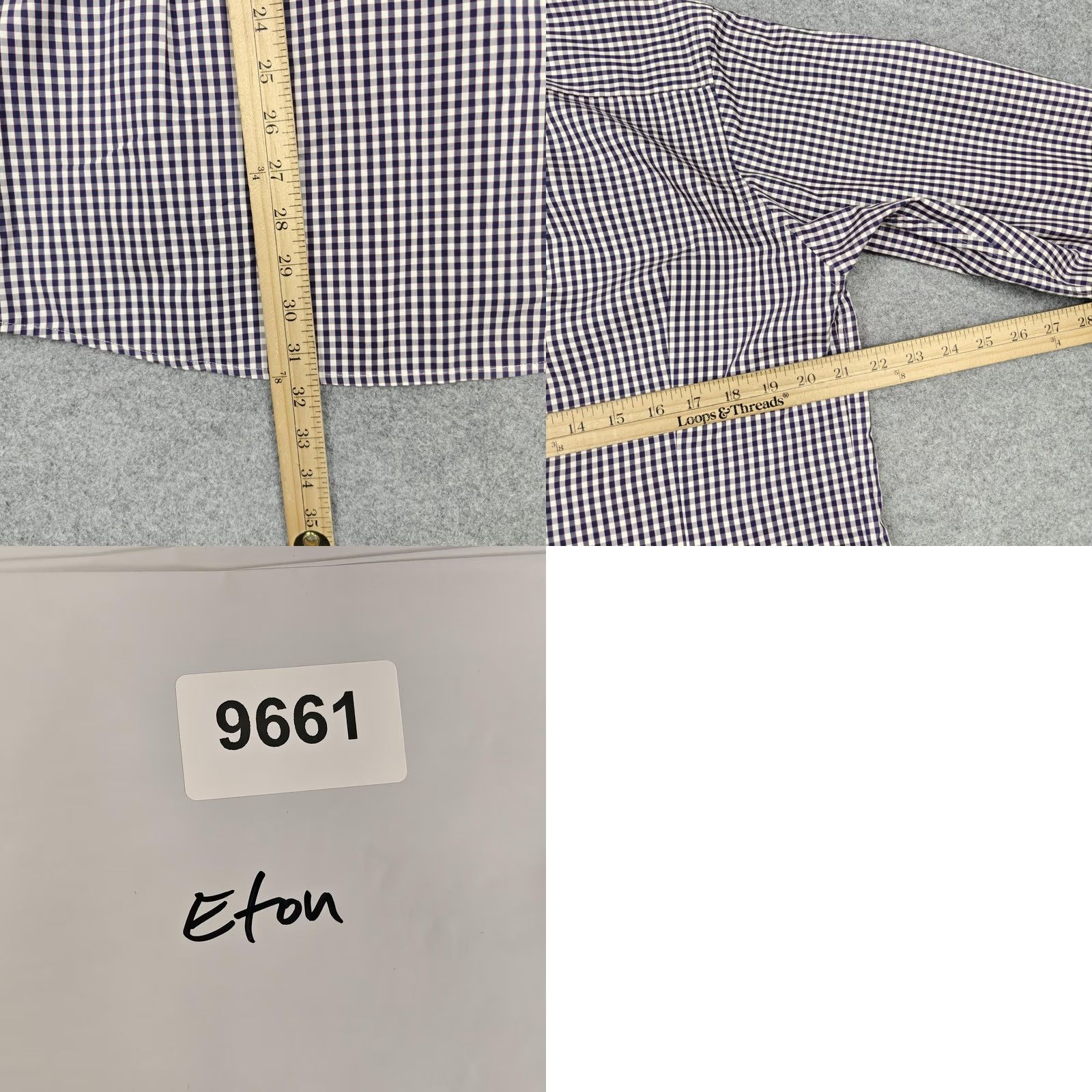 Eton Eton Dress Shirt Mens 16.5 34/35 Blue Gingham Regular Long Sleeve Spread Collar Size 46R - 8 Thumbnail