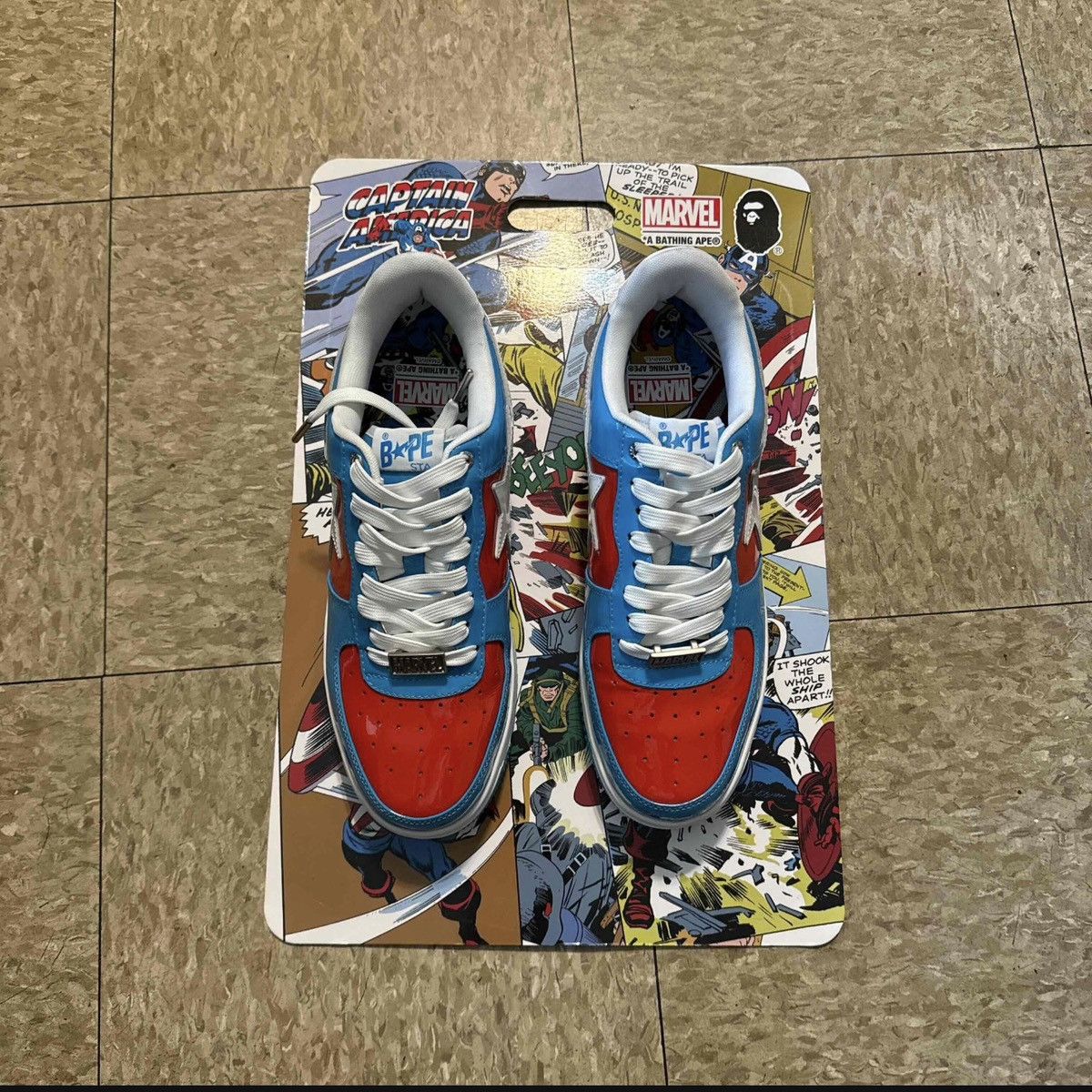 Bape × Marvel Comics Bape X Marvel Captain America Bapestas Sz-12 Size US 12 / EU 45 - 3 Thumbnail