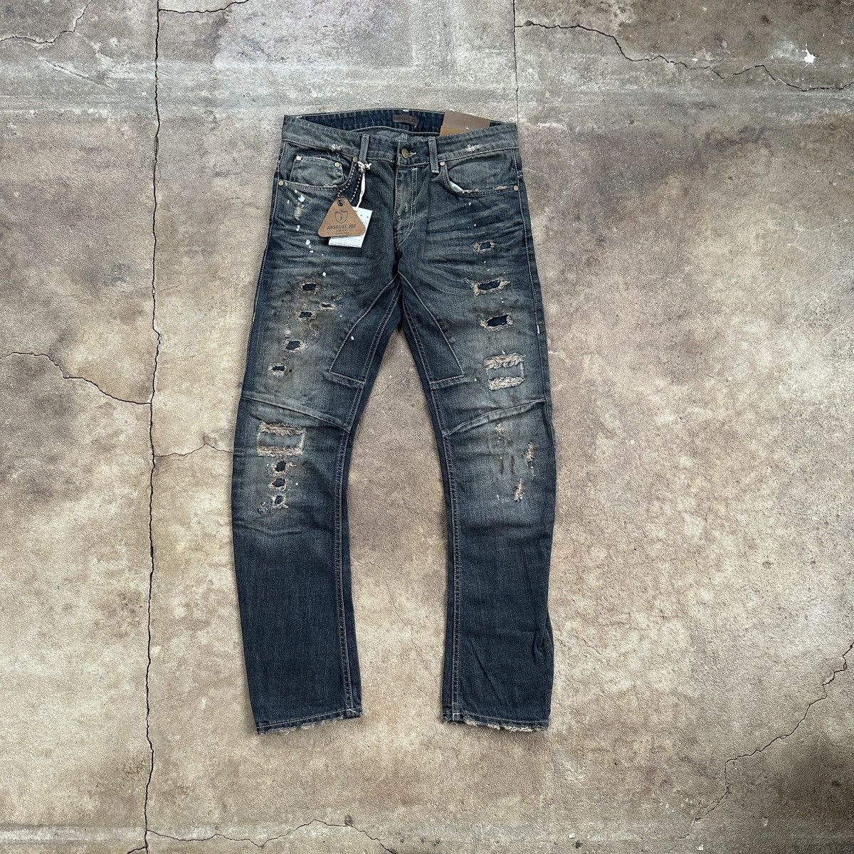 image of Absolut Joy Dirty Wash Distressed Denim in Navy, Men's (Size 30)