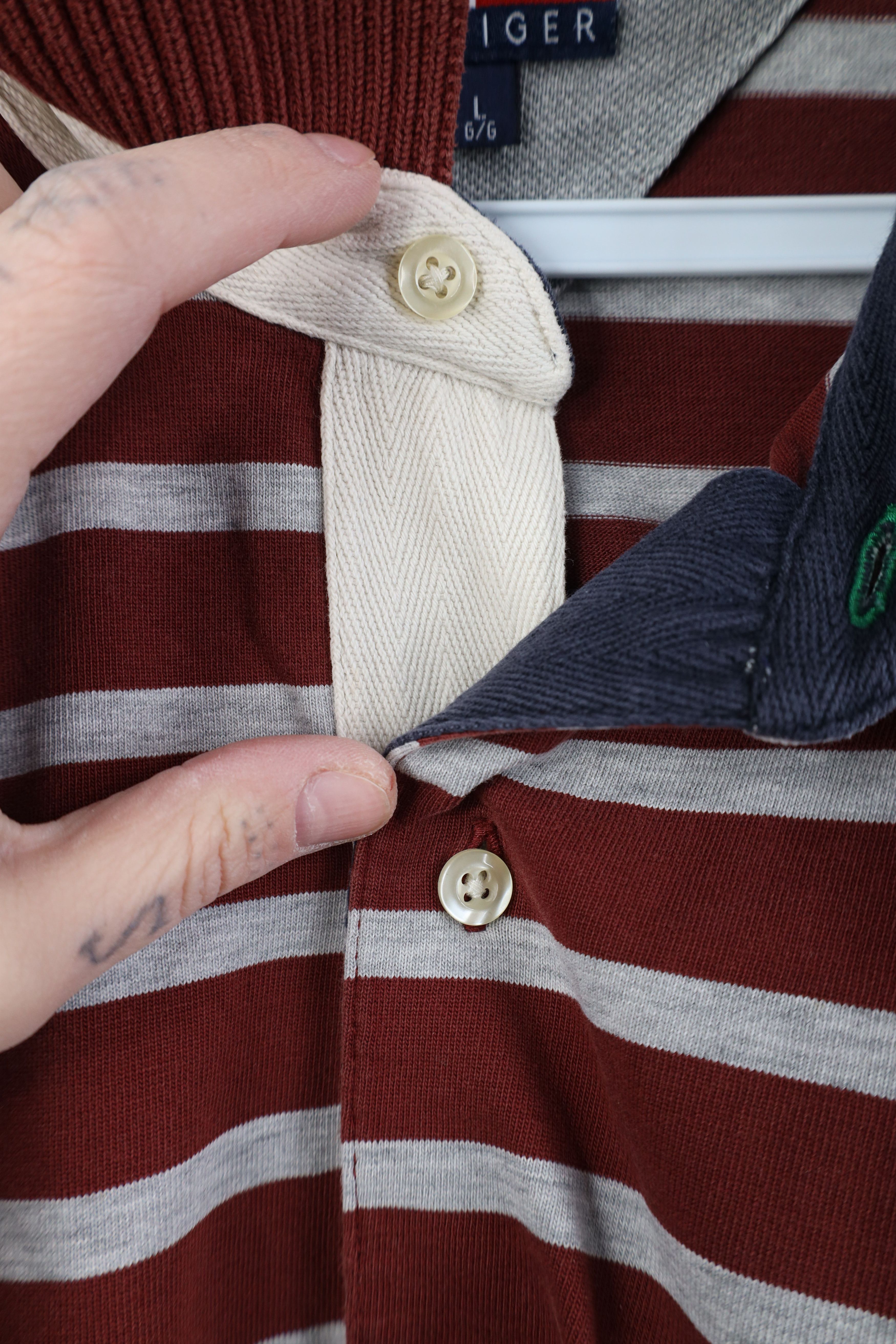 Tommy Hilfiger Vintage 90s Tommy Hilfiger Striped Long Sleeve Rugby Polo Size US L / EU 52-54 / 3 - 5 Thumbnail