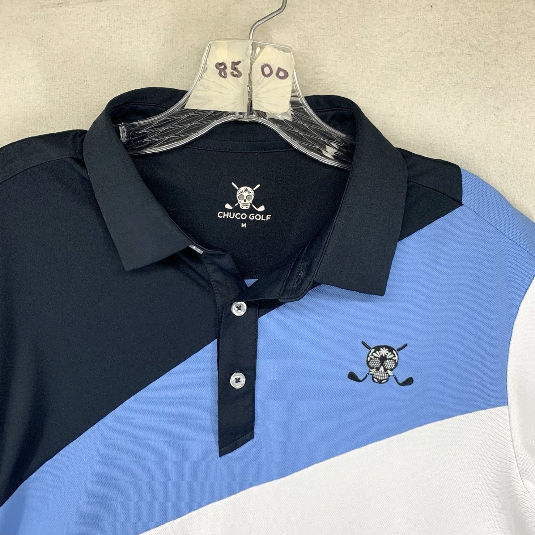 Sugar CHUCO GOLF POLY GOLF SHIRT Mens Medium Sugar Skull Clubs Logo Colour Block Size US M / EU 48-50 / 2 - 5 Thumbnail