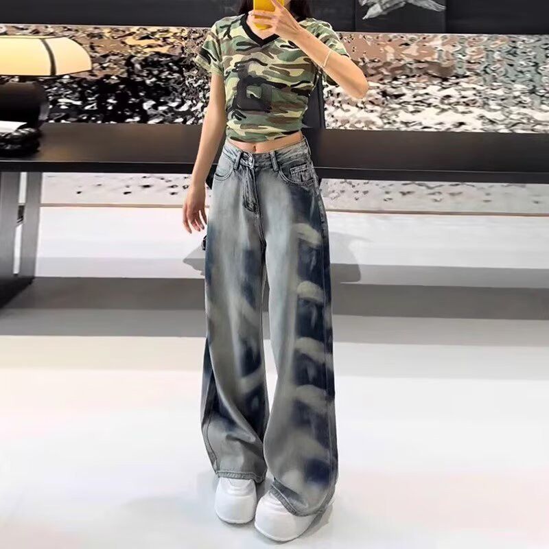 Japanese Brand × Jean Retro straight tube loose tie dye jeans Size US 30 / EU 46 - 2 Thumbnail