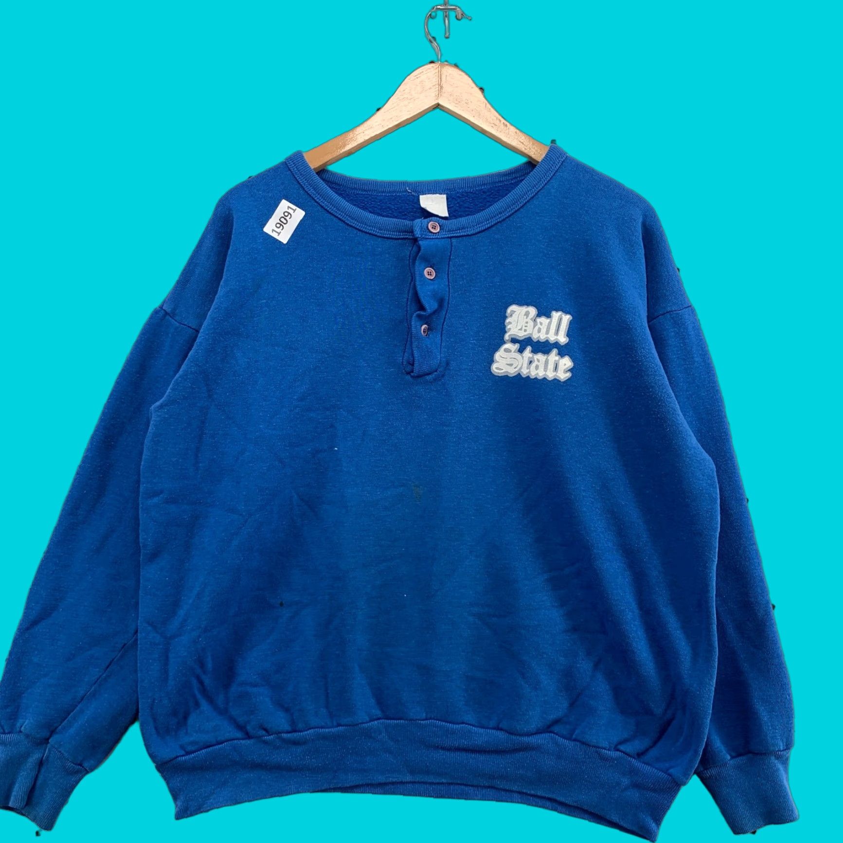 Vintage VINTAGE Ball State University Henley Sweatshirt Womens Large Adult Large Blue University 70s 80s 90s Womens Size L / US 10 / IT 46 - 1 Thumbnail