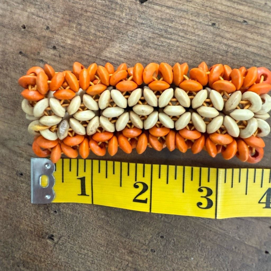 Vintage Vintage Elastic Wooden Flower Bead Bracelet Stretchy Orange Size ONE SIZE - 8 Thumbnail