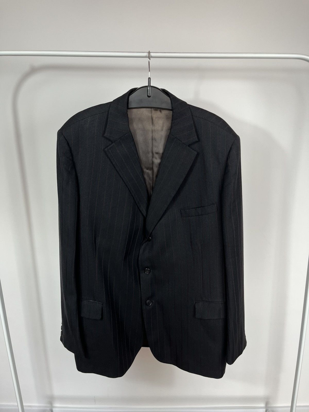 Other Vintage 1973 Tailored Pinstripe Blazer Jacket Dark Wool Coat Size US L / EU 52-54 / 3 - 2 Thumbnail