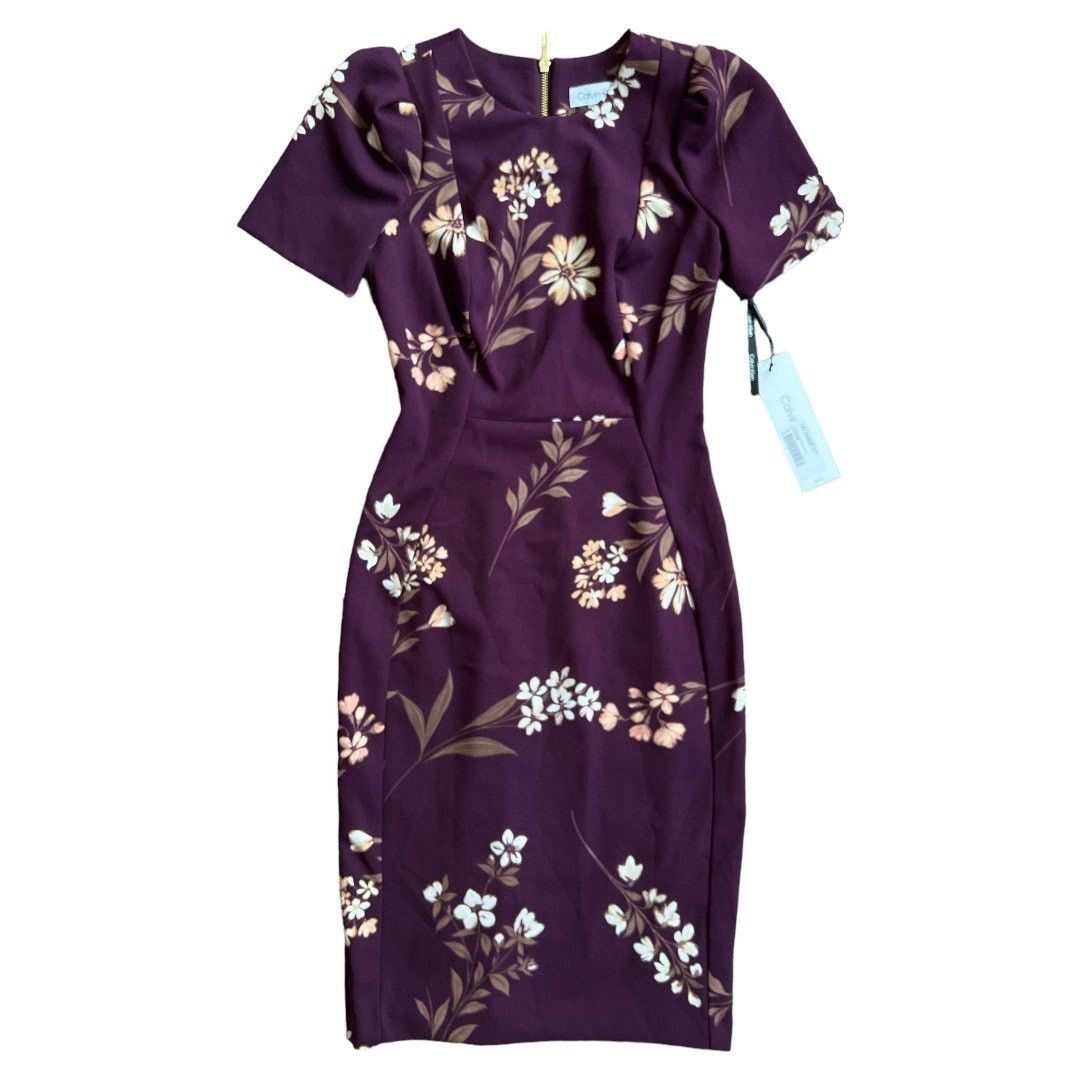 Calvin Klein CALVIN KLEIN Aubergine Formal Mini Sheath Dress , 2P | Grailed