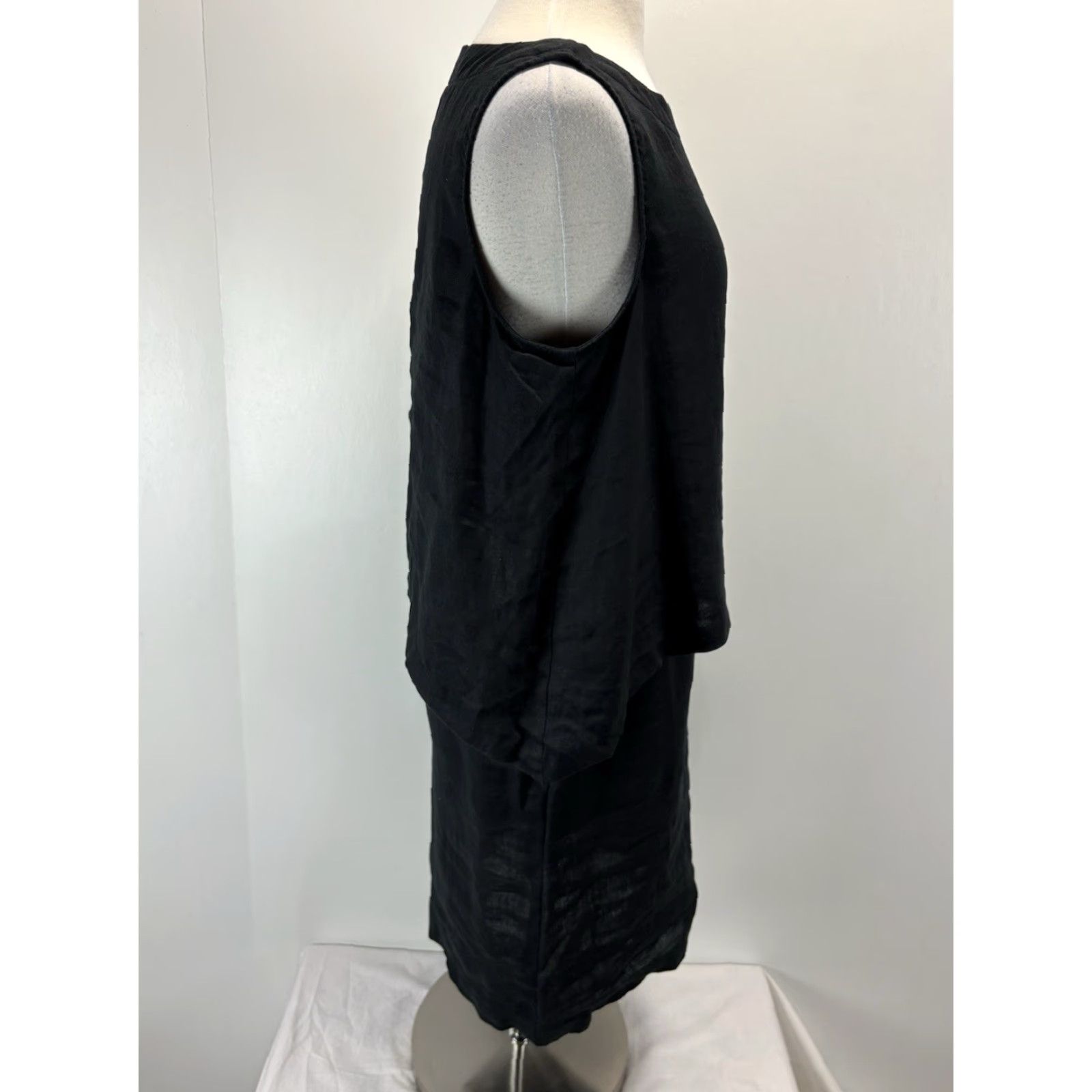 J. Jill VINTAGE J. Jill Women's Shift Dress Sleeveless Linen Knee Length Black M Summer Beach Classic Size M / US 6-8 / IT 42-44 - 4 Thumbnail