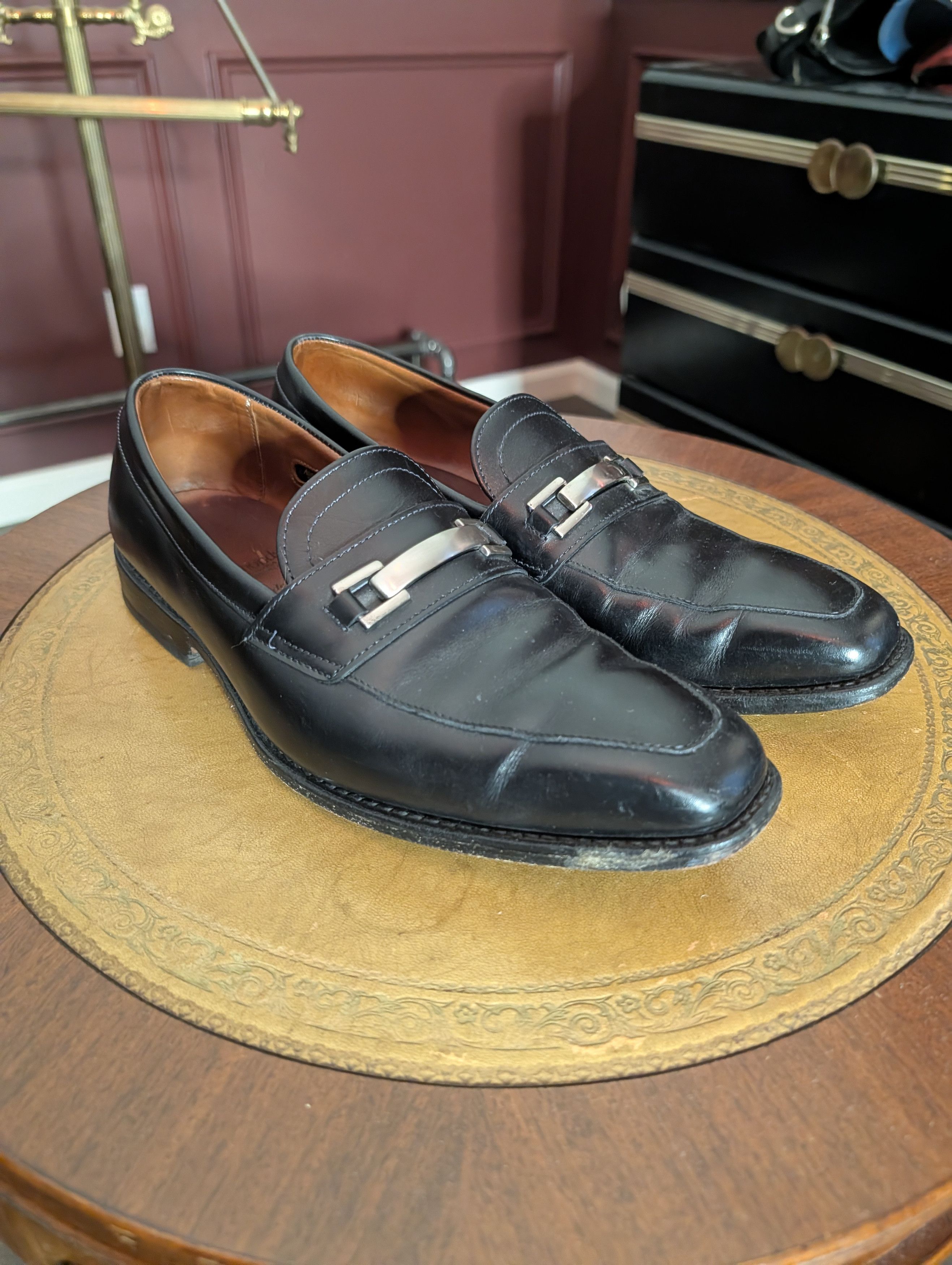 Allen Edmonds Black leather Pasadena slip-on MiUSA loafers metal detail Size US 9.5 / EU 42-43 - 3 Thumbnail