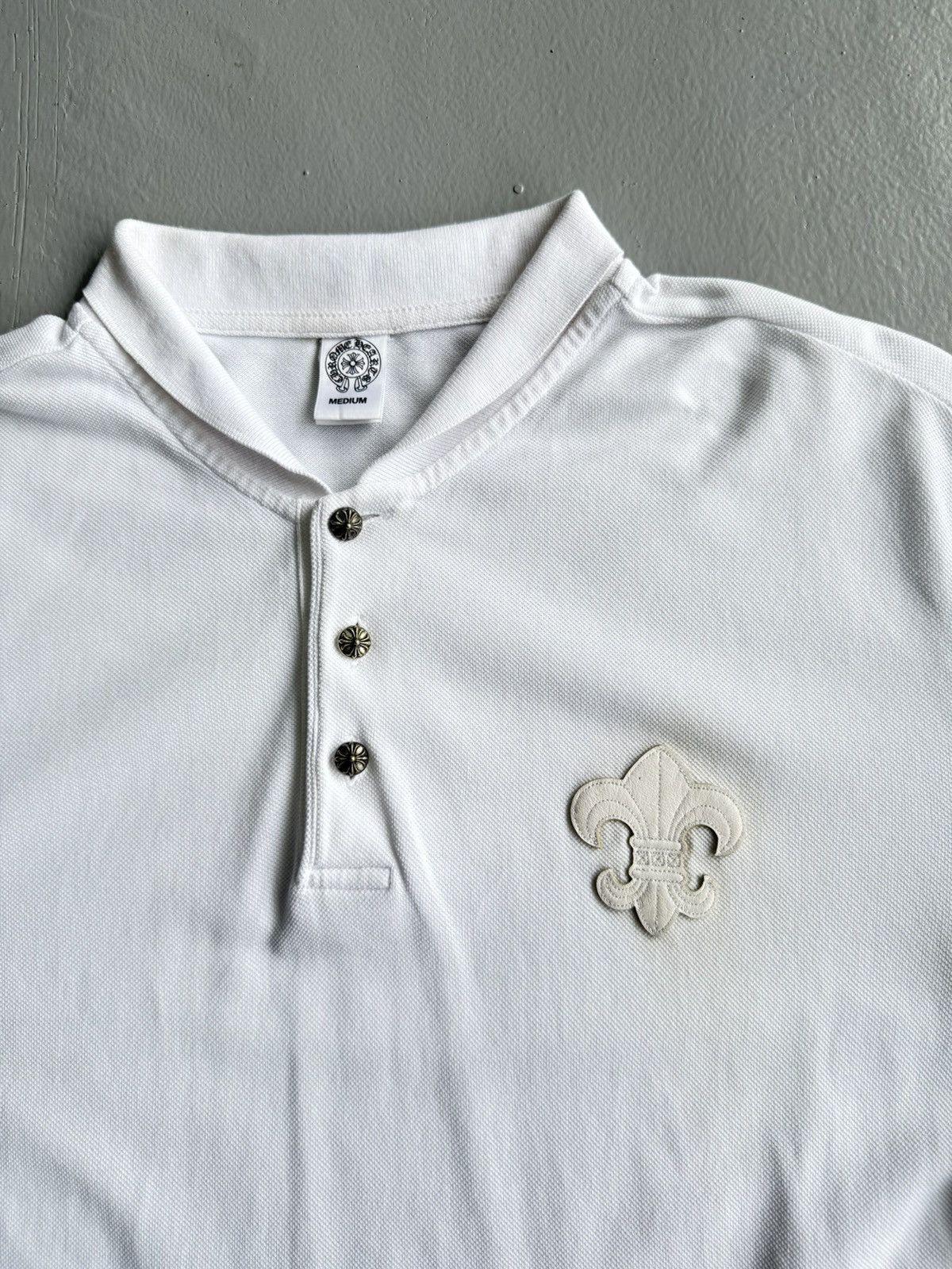 Chrome Hearts × Vintage 1 OF 1! RARE Fleur Leather Patched Polo Shirt Size US M / EU 48-50 / 2 - 2 Thumbnail
