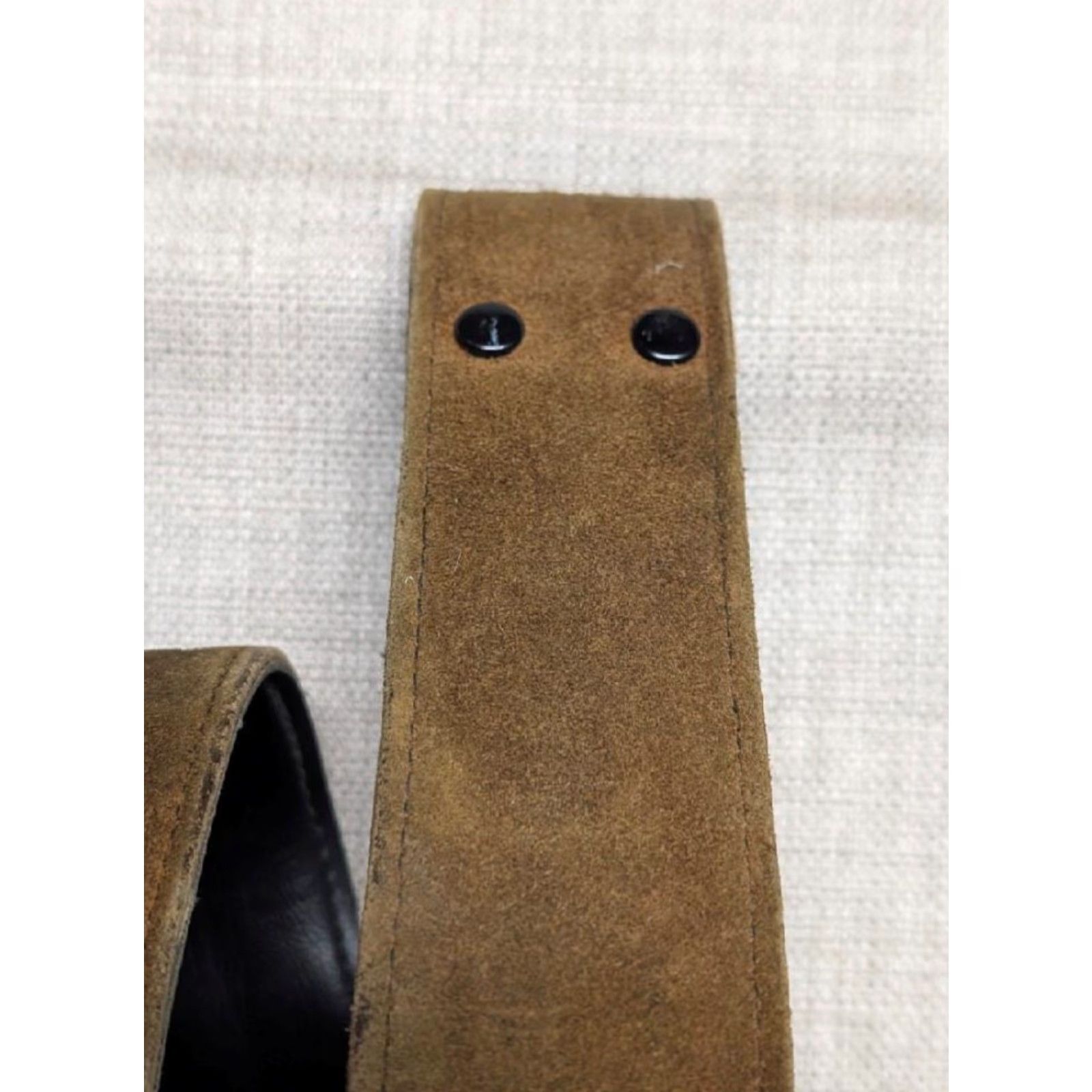 Vintage vintage western belt Handcrafted brown Leather 36 belt Buckle SUEDE Cowhide 1-7/8" wide Men Mens Size 36 - 3 Thumbnail