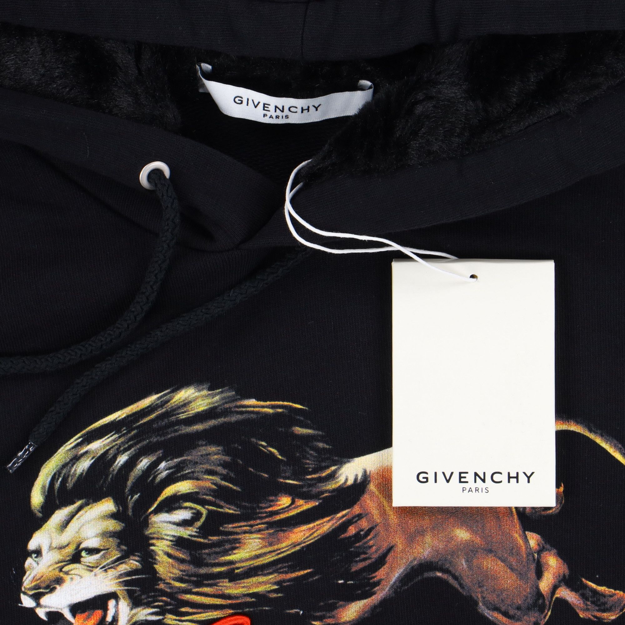 Givenchy Black Faux Fur Hood Signature Logo Lion Hoodie Size US S / EU 44-46 / 1 - 8 Thumbnail