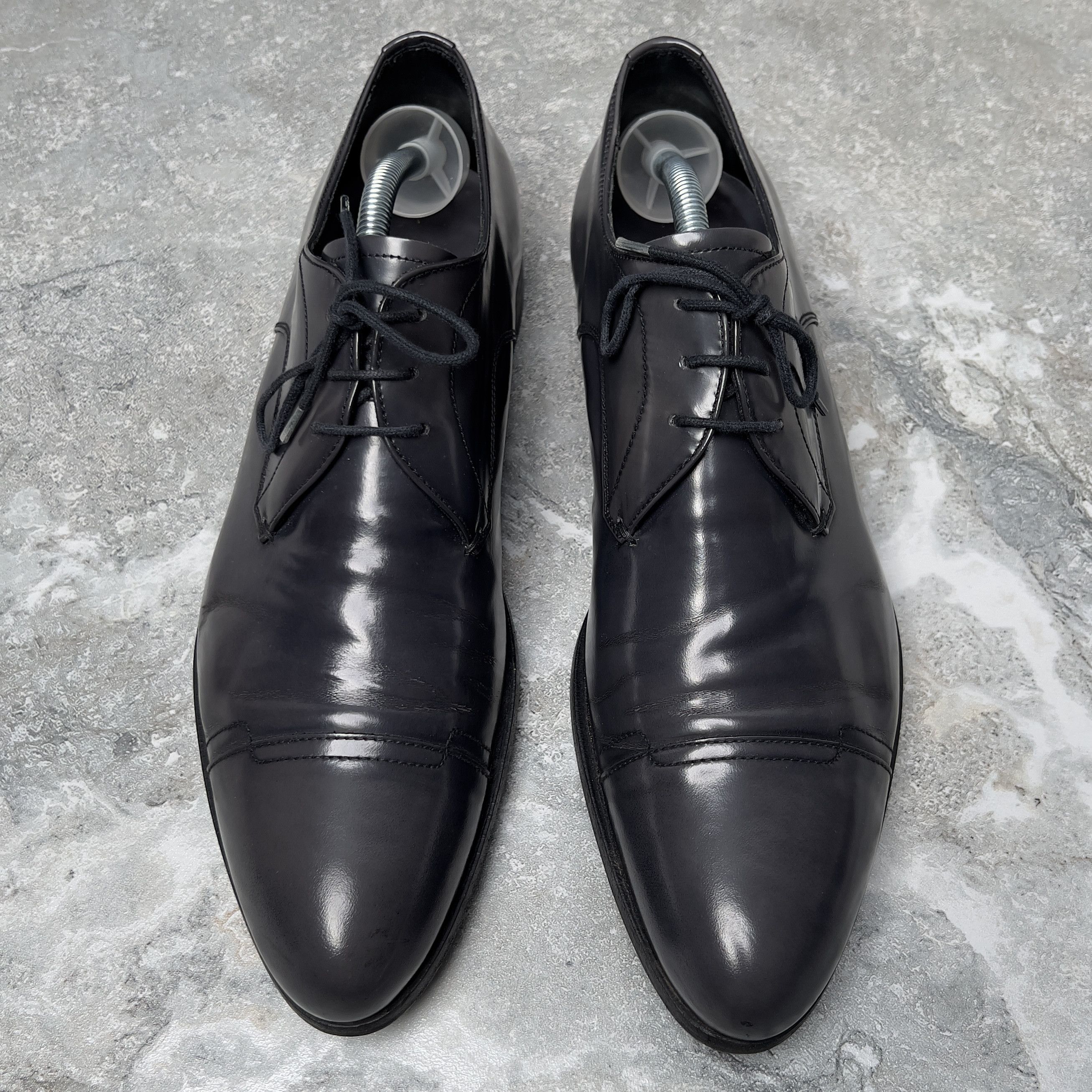 Prada PRADA Dress Derby Lase Up Graphite Patent Leather Size US 8 / EU 41 - 4 Thumbnail