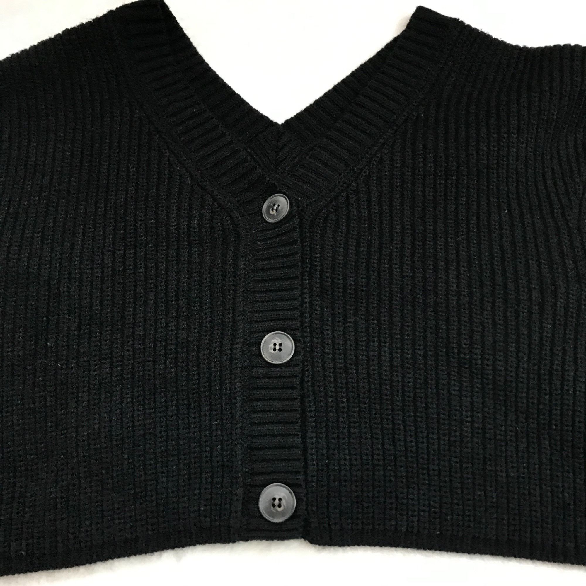 Zara Zara Black V-Neck Cropped Cardigan Sweater Women's Large Rib Size L / US 10 / IT 46 - 9 Thumbnail