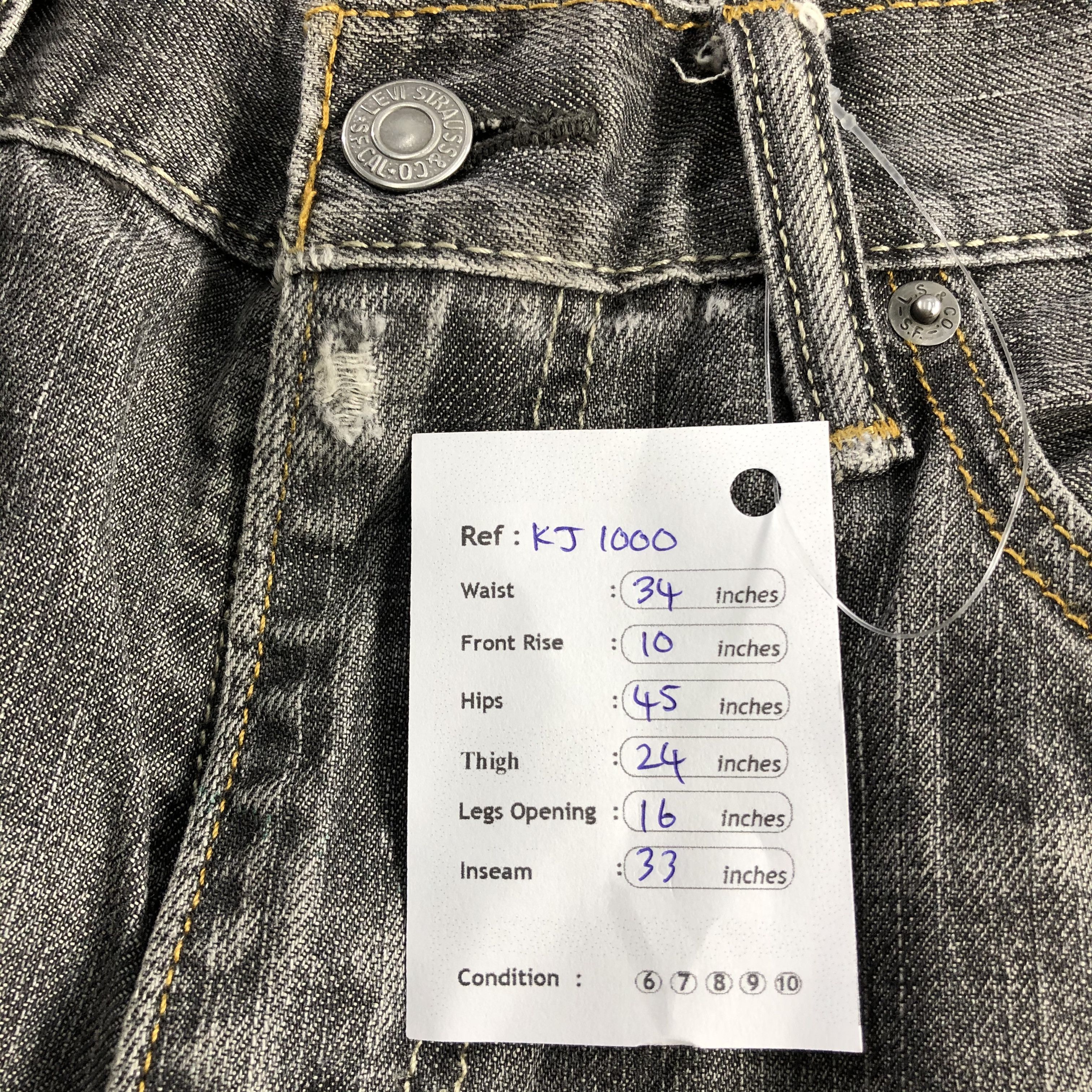Levi's Vintage Levis 514 Jeans Faded Black Denim KJ1000 Size US 33 - 14 Thumbnail