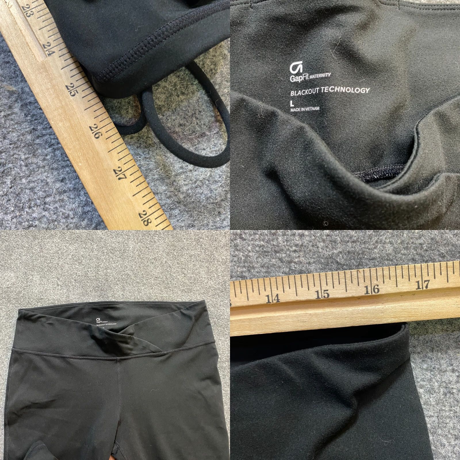 Gap Gapfit Leggings Maternity L Black Under Belly Blackout Technology Capri Women Size 36" / US 14 / IT 50 - 8 Thumbnail