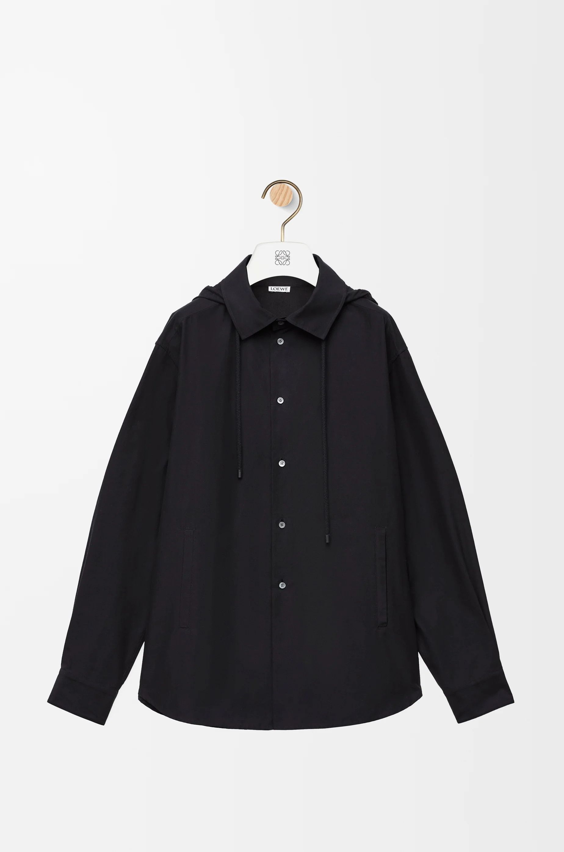 Loewe o1in1g0426 Anagram Hooded Overshirt in Black Size US L / EU 52-54 / 3 - 1 Thumbnail