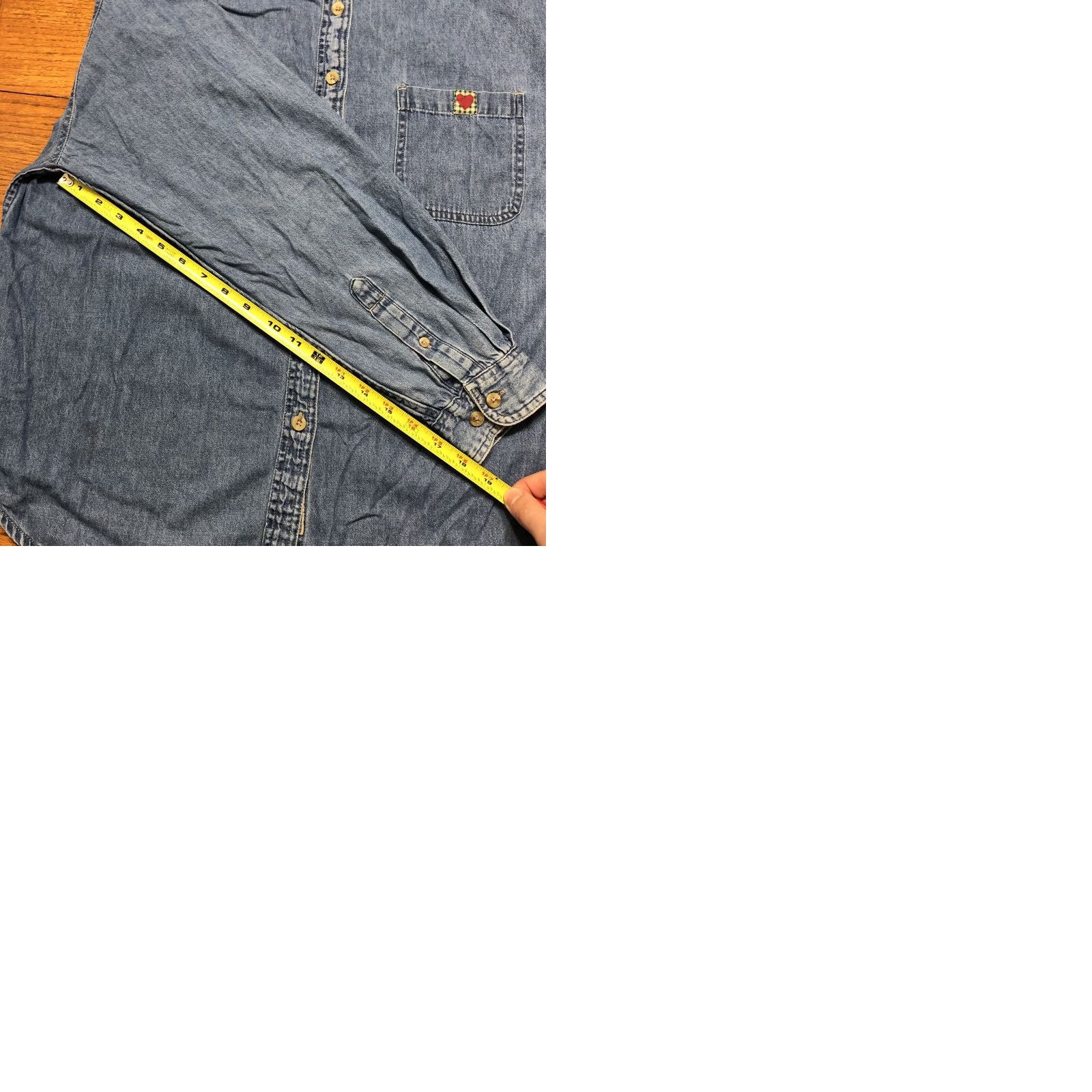 Denime VINTAGE Upstream Denim Shirt Unisex Adults XL Blue Long Sleeve Collared 90s Western Casual Size XL / US 12-14 / IT 48-50 - 9 Thumbnail