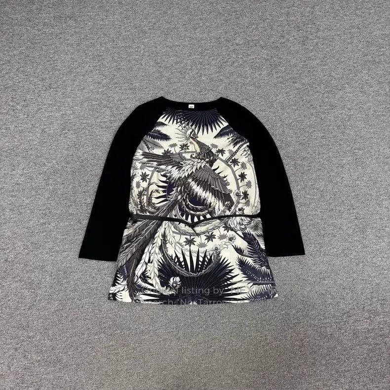 Hermes Firebird mulberry silk knit and patchwork top