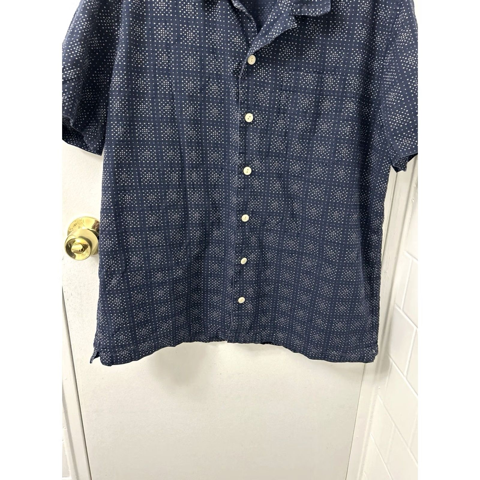 Vintage LL Bean Shirt Mens L Navy Blue Geometric Slim Fit Button-Down Short Sleeve Casual City Classic Size US L / EU 52-54 / 3 - 3 Thumbnail