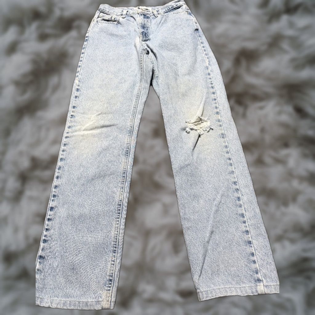 Tommy Hilfiger VINTAGE Tommy Hilfiger Women Jeans 26 30 Blue Denim HEMMED Distress 4- Pocket 5-Pocket Design Straight Modern Regular Jeans Womens Size 27" / US 4 / IT 40 - 1 Thumbnail
