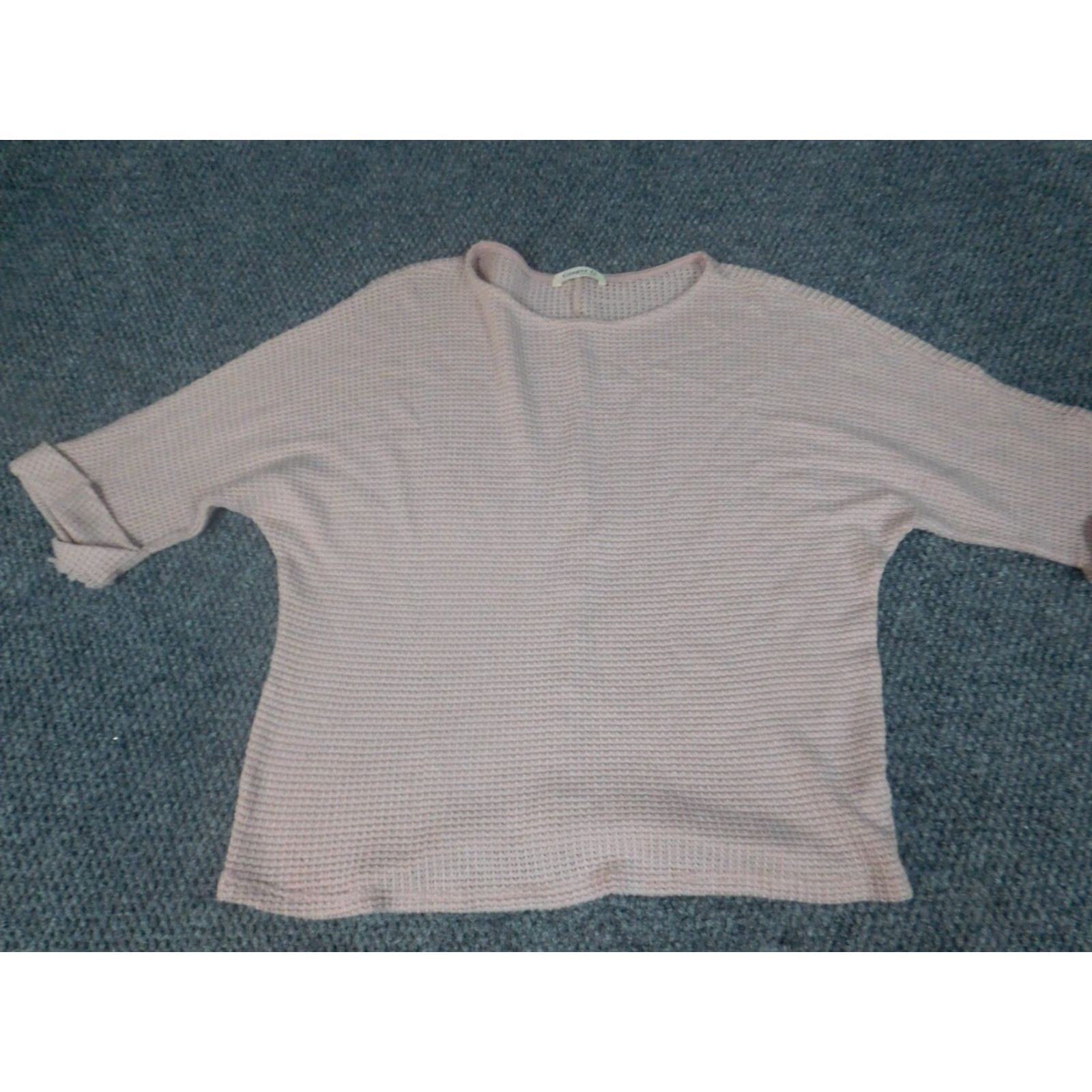 Pinko Ginger G Womens Sweater S Pink Dolman Crew Knit Pullover Short Sleeve Floral Logo Cotton Viscose Lightweight Open Stretch Regular Classic Size S / US 4 / IT 40 - 4 Thumbnail