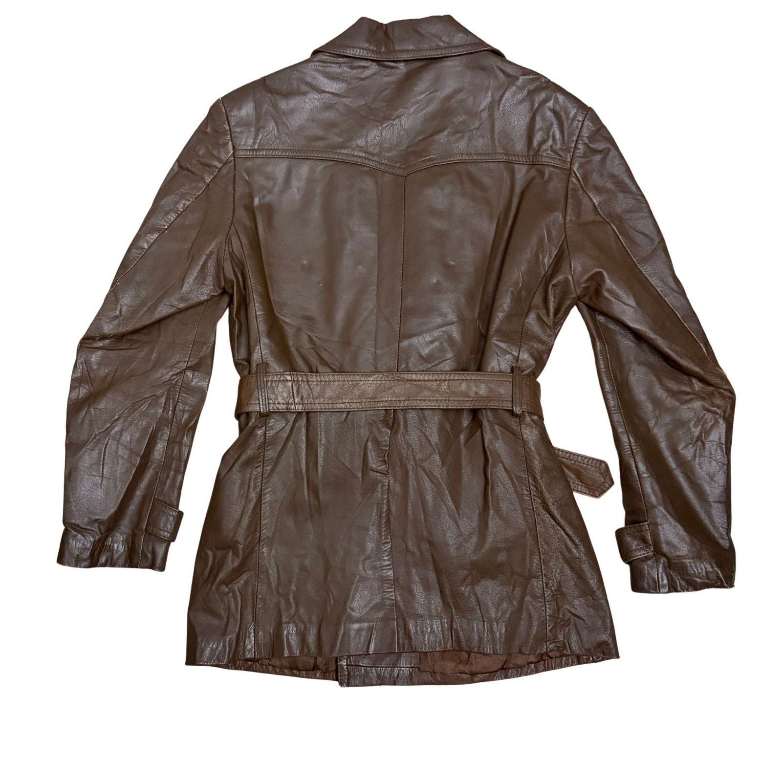 Other Vintage Leather Coat Princeton Trench Retro Jacket Small Size US S / EU 44-46 / 1 - 2 Thumbnail