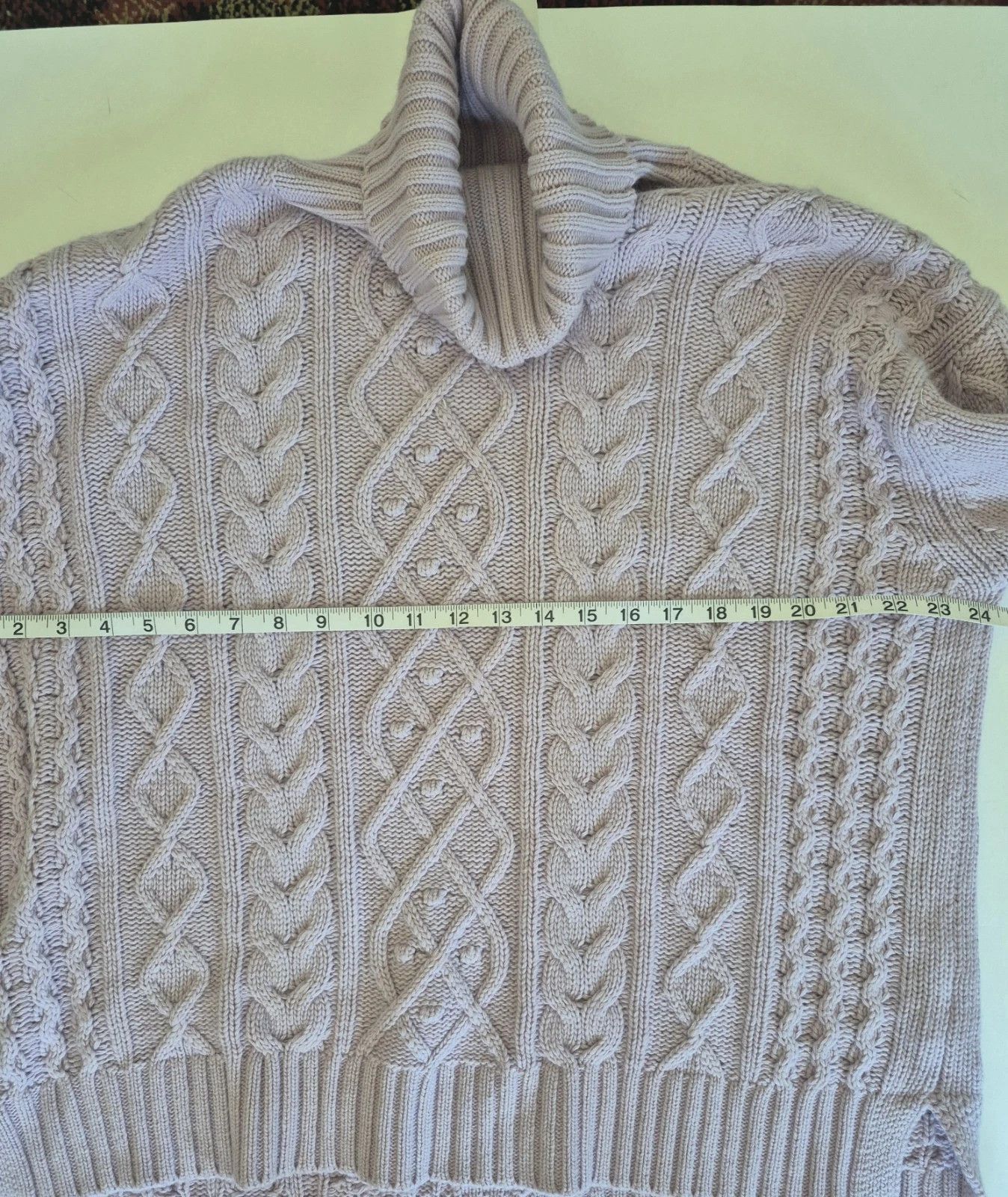 Other Tuckernuck Turtleneck Sweater Lilac Cable Knit Wool Blend Size L / US 10 / IT 46 - 6 Thumbnail