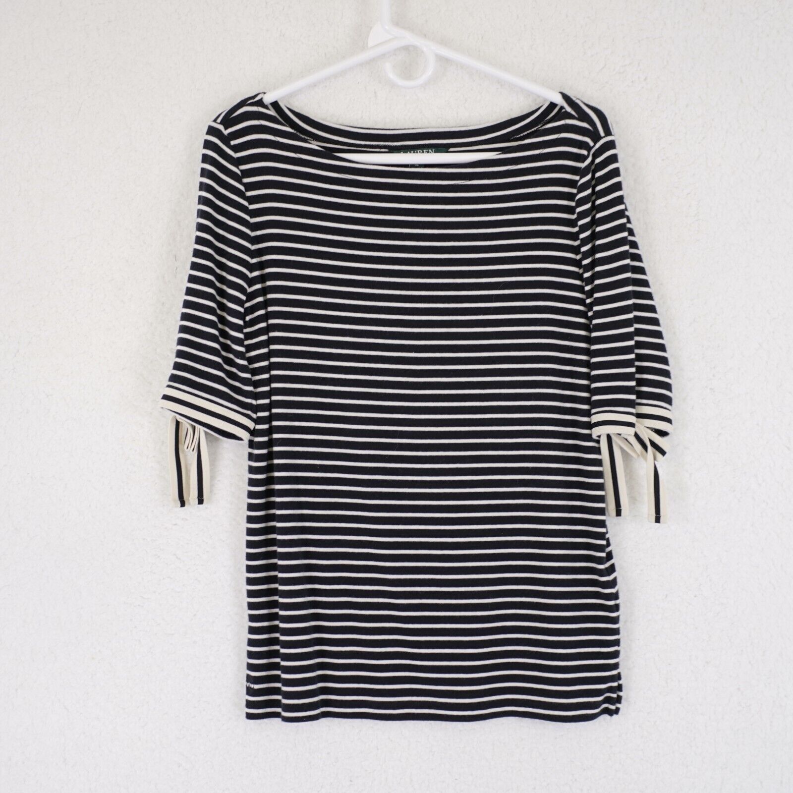 Lauren Ralph Lauren Lauren Ralph Lauren XL Black White Striped Top / Shirt Cotto Size XL / US 12-14 / IT 48-50 - 1 Thumbnail
