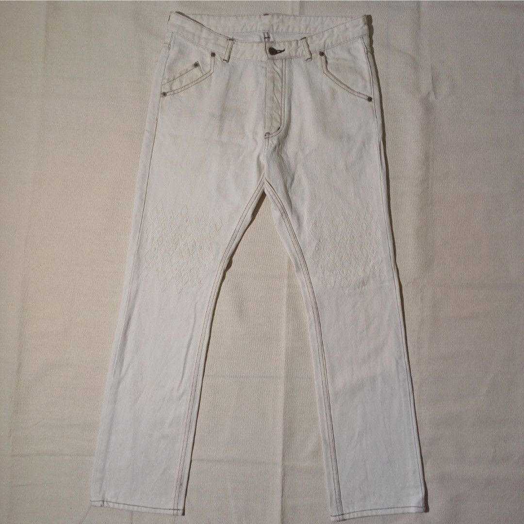 Yoshio Kubo Embroidery Knee Jeans White Yoshio Kubo Size US 30 / EU 46 - 1 Thumbnail
