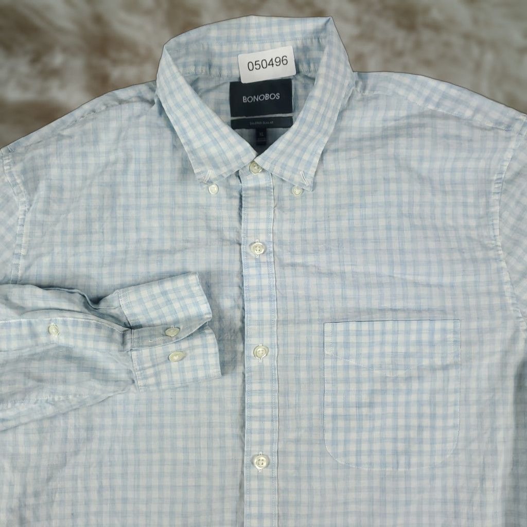 Bonobos Bonobos Shirt Mens XL Blue Plaid Button-Up Long Sleeve - Classic Casual Button-Down Cotton Dress Shirt Mens XL Blue Plaid Size US XL / EU 56 / 4 - 1 Thumbnail
