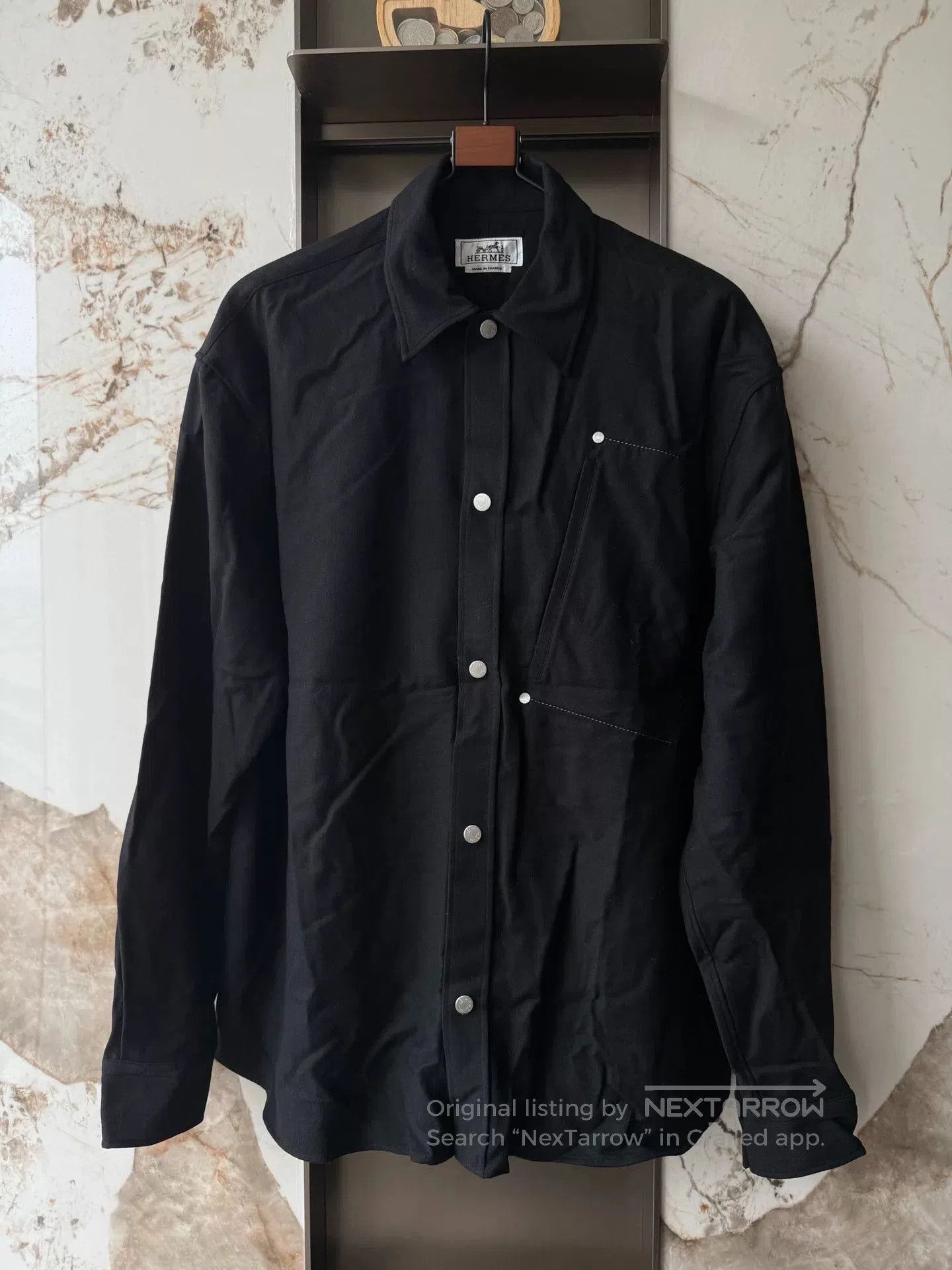 Hermes Hermes Black Wool Long-Sleeve Shirt Jacket. Size US S / EU 44-46 / 1 - 1 Thumbnail