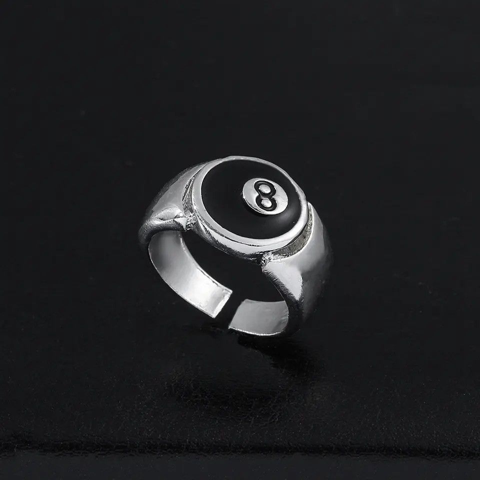 Vintage Billiard Number Black 8 Ring Size ONE SIZE - 1 Thumbnail