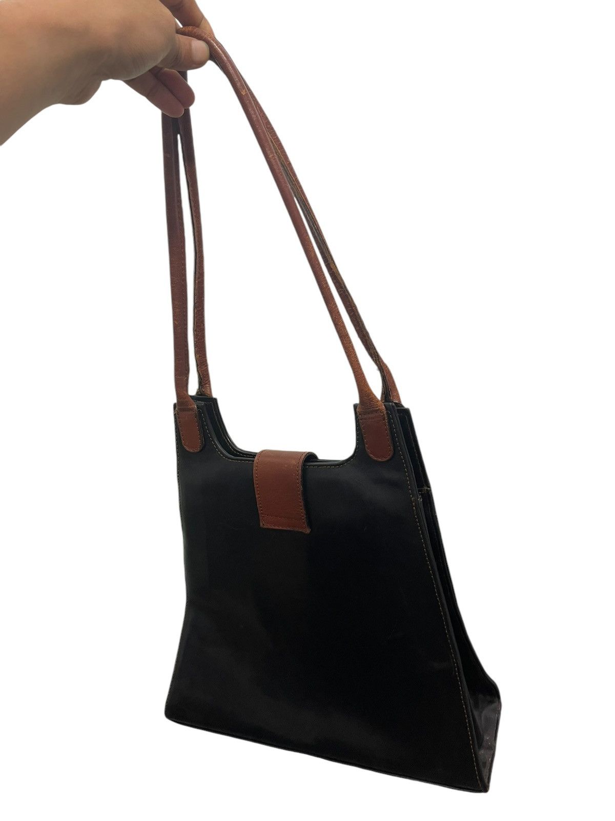 Genuine Leather Full Leather Vtg L’ Artigiano Italy Tote Shoulder Bag 9🟩 Size ONE SIZE - 4 Thumbnail