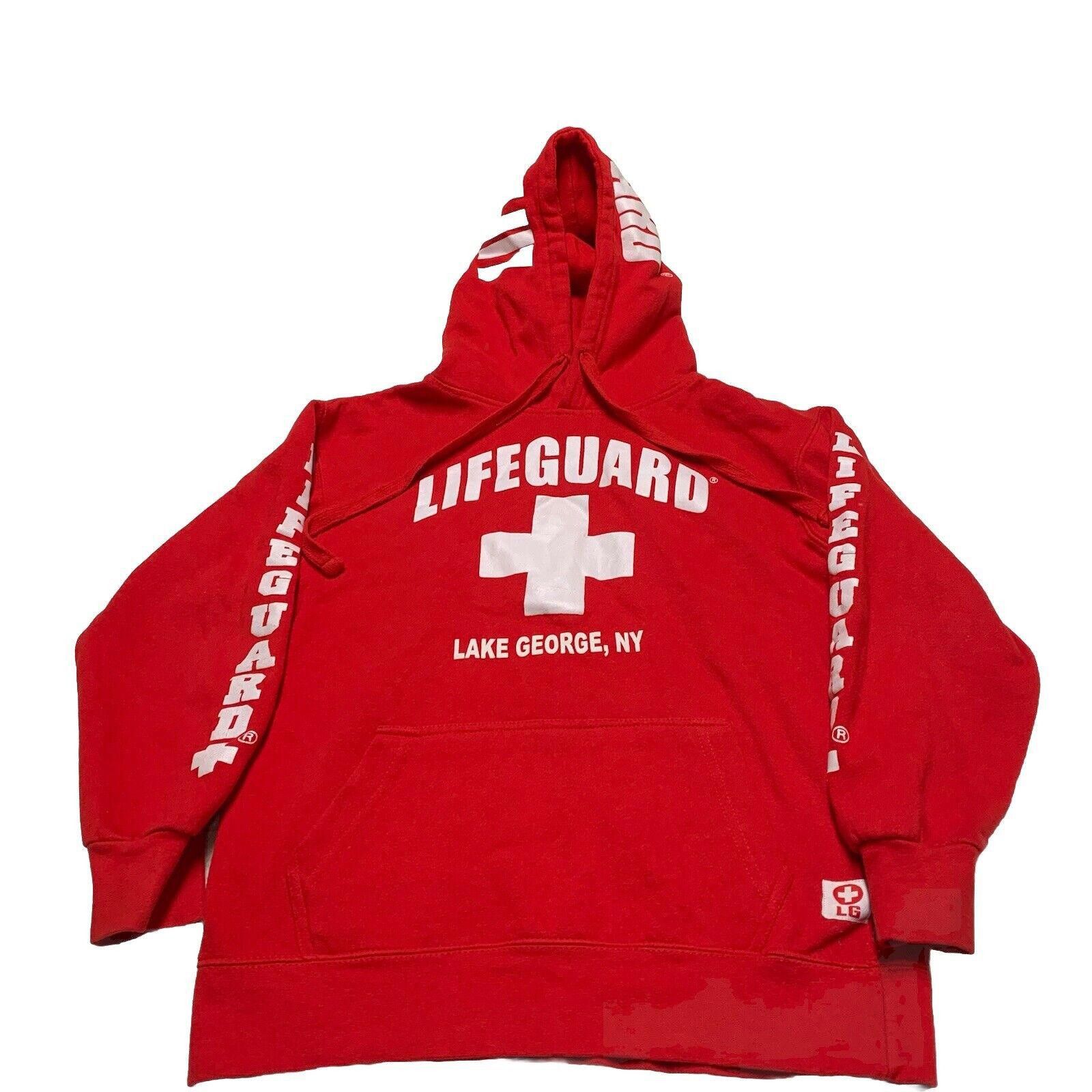 Other Lifeguard Hoodie Red Full Zip Lake George NY Unisex L Size US 34 / EU 50 - 1 Thumbnail