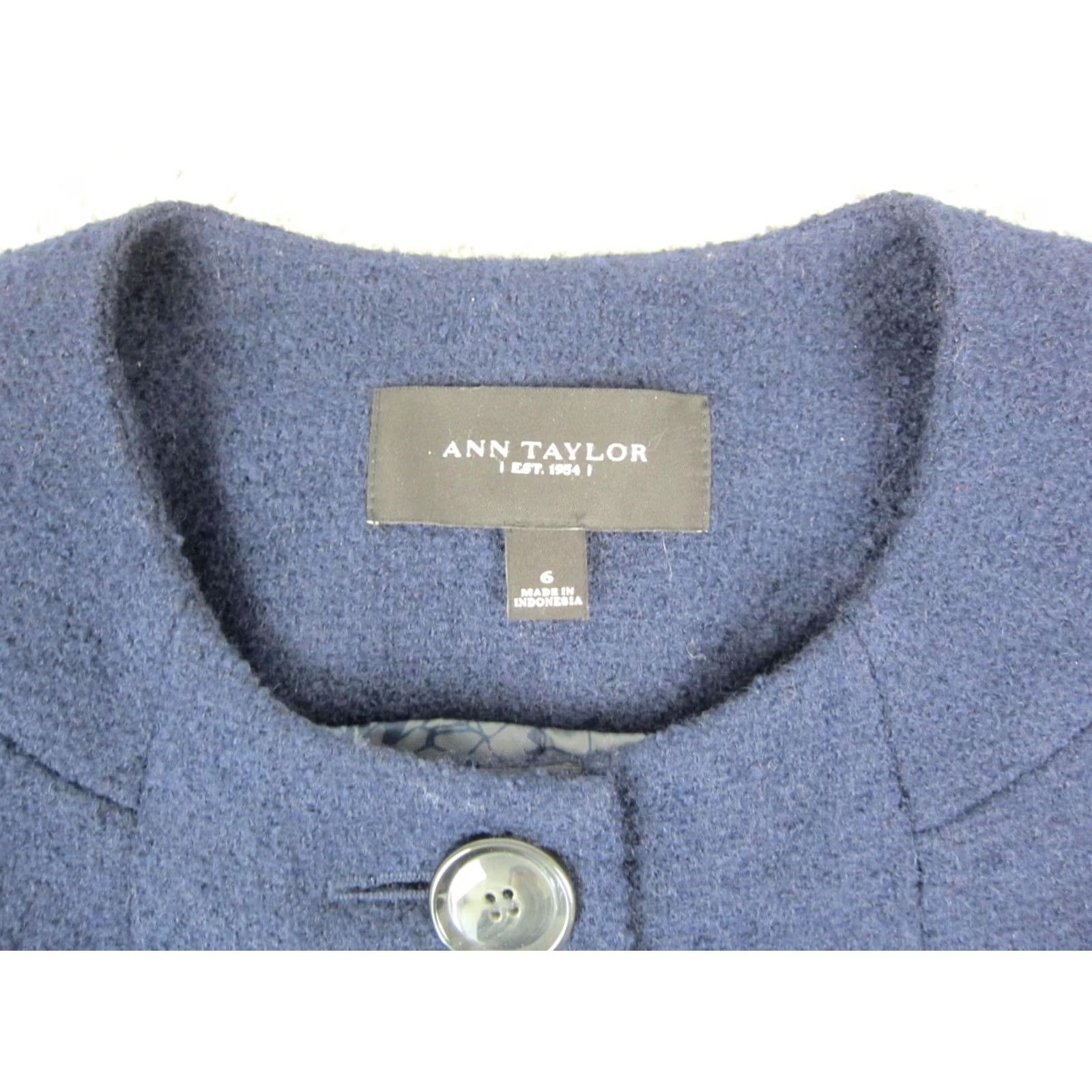 Ann Taylor Ann Taylor Coat Womens 6 Wool Blue Lined 3 Button Overcoat Long Solid 80s 90s Classic Regular Mens Womens Girls Size M / US 6-8 / IT 42-44 - 3 Thumbnail