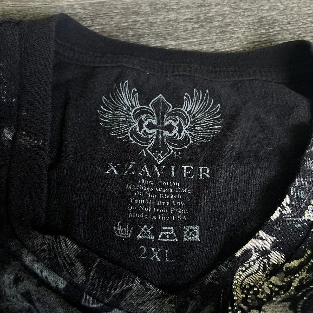Affliction Vintage Y2K Xzavier Affliction Studded Cross Logo V Neck Tee Size US XXL / EU 58 / 5 - 6 Thumbnail