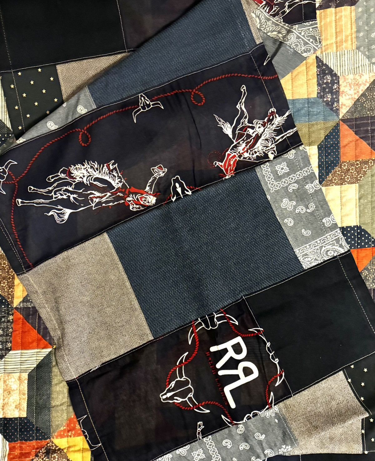 RRL Ralph Lauren CUSTOM RRL/ RL PATCHWORK SCARF (100% UPCYCLED RRL FABRICS) Size ONE SIZE - 6 Thumbnail