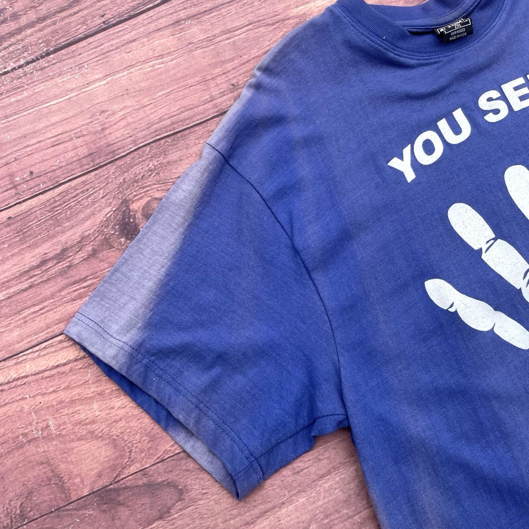 Vintage Y2K You See Me Hi Hater Mainoo Hip Hop Rap Tee Sun Faded Purple Shirt Mens 2XL Size US XXL / EU 58 / 5 - 5 Thumbnail