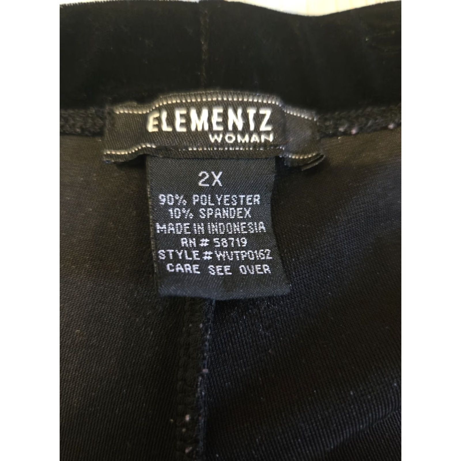 Element Elementz Woman Black Velvet Elastic Waist Pants 2X Plus Size 40" / US 18 - 6 Thumbnail