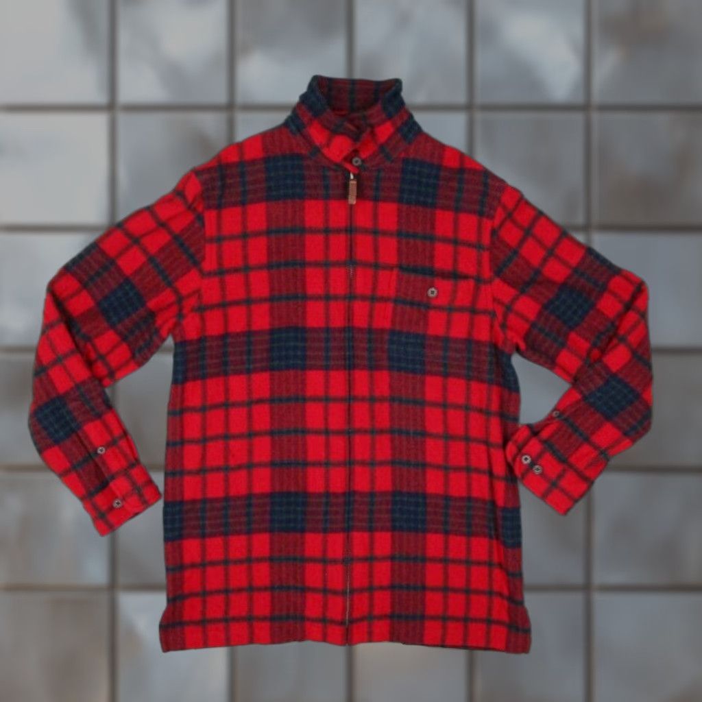 Ralph Lauren VINTAGE LAUREN RALPH LAUREN Jacket Mens Medium Red Plaid Full Zip Lambswool Loop Collar Bomber Jacket Size US M / EU 48-50 / 2 - 1 Thumbnail