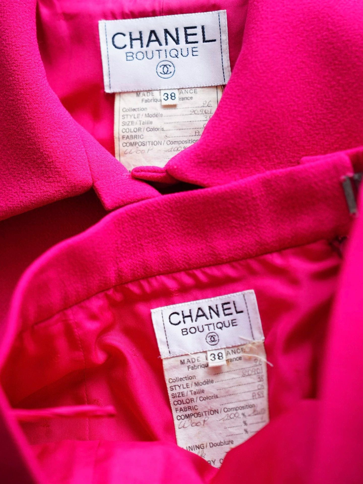 Chanel Chanel Vintage 1990s Women's Peach Pink Wool Suit Skirt Set Size S / US 4 / IT 40 - 4 Thumbnail