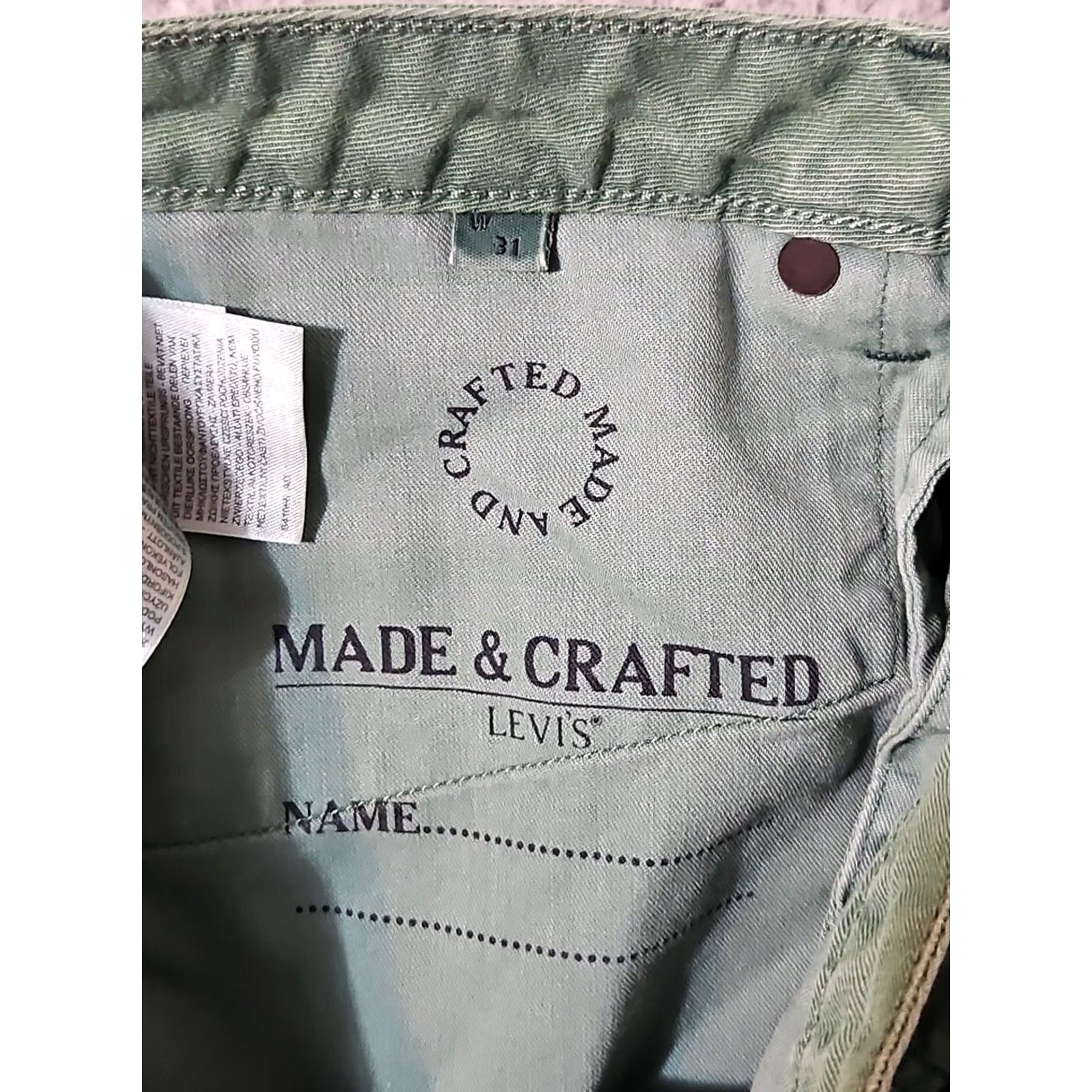 Levi's Levi's Made & Crafted Tack Slim Jeans Green Linen Cotton Blend Size 31 x 34 Size US 31 - 5 Thumbnail