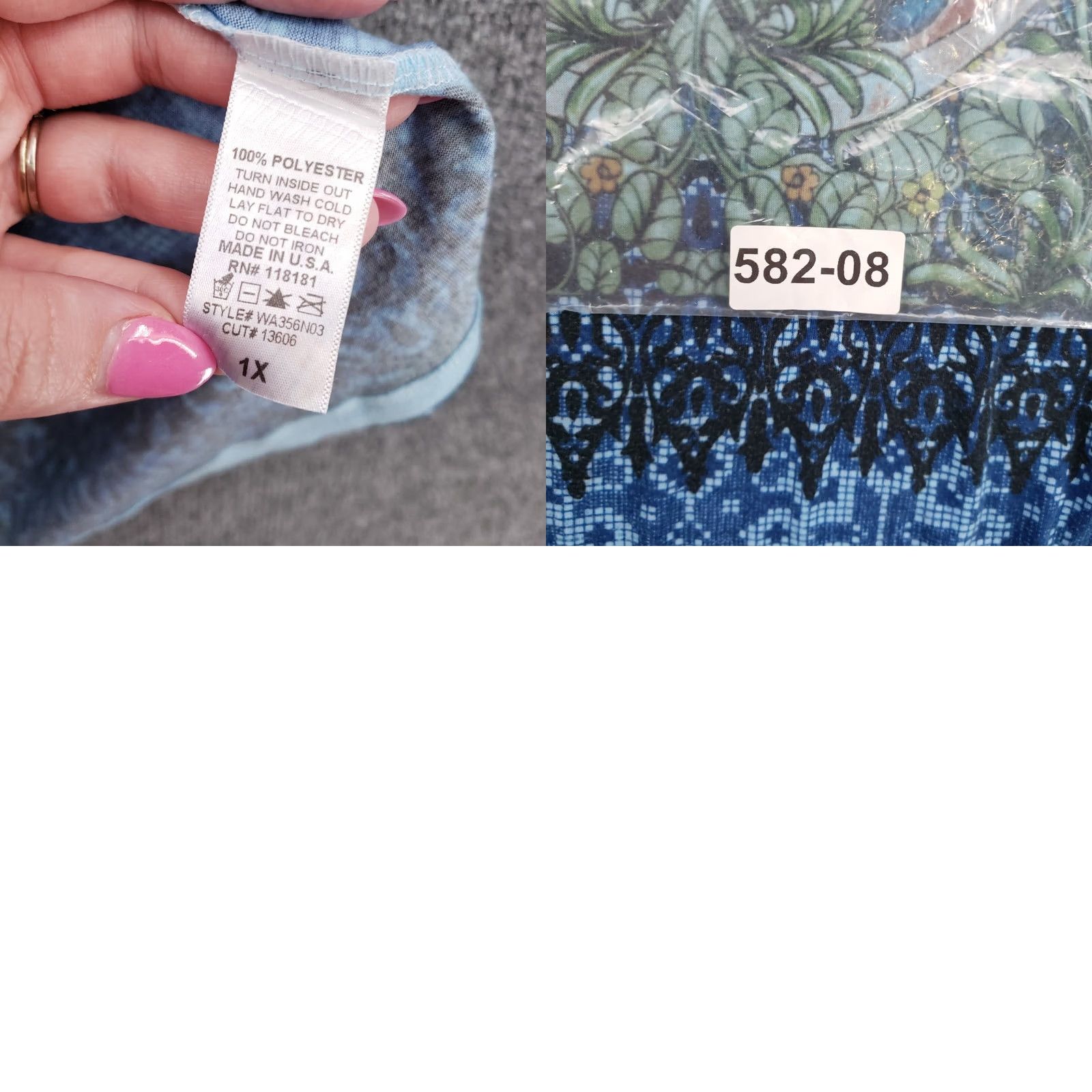 Vintage B.L.E.U Top Womens 1X Plus Blue Floral V Neck Embellished Short Sleeve USA Boho Y2K Blouse Size XL / US 12-14 / IT 48-50 - 8 Thumbnail