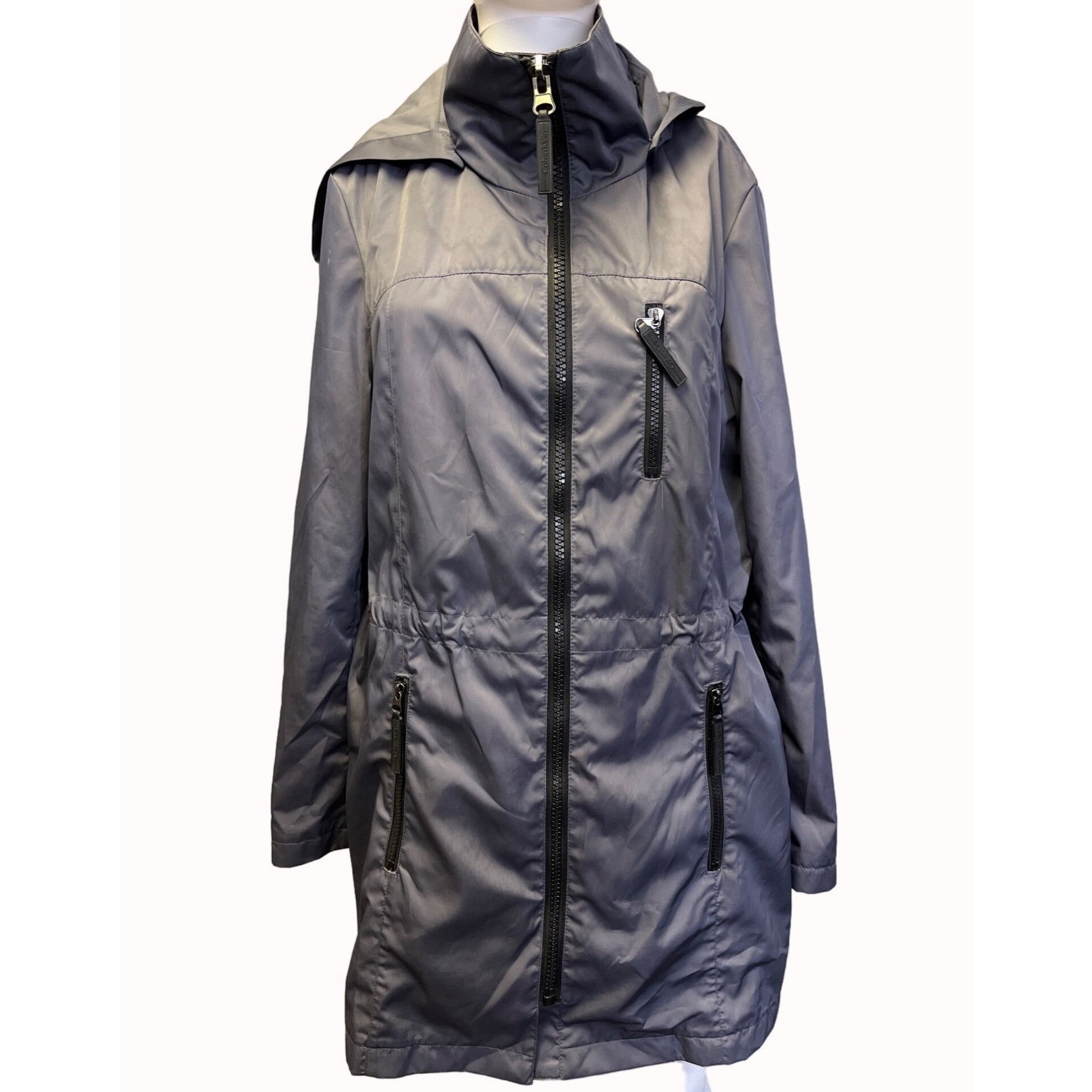 Calvin Klein Calvin Klein Women's Grey Hooded Trench Coat Size L SKU 5516 Size L / US 10 / IT 46 - 1 Thumbnail