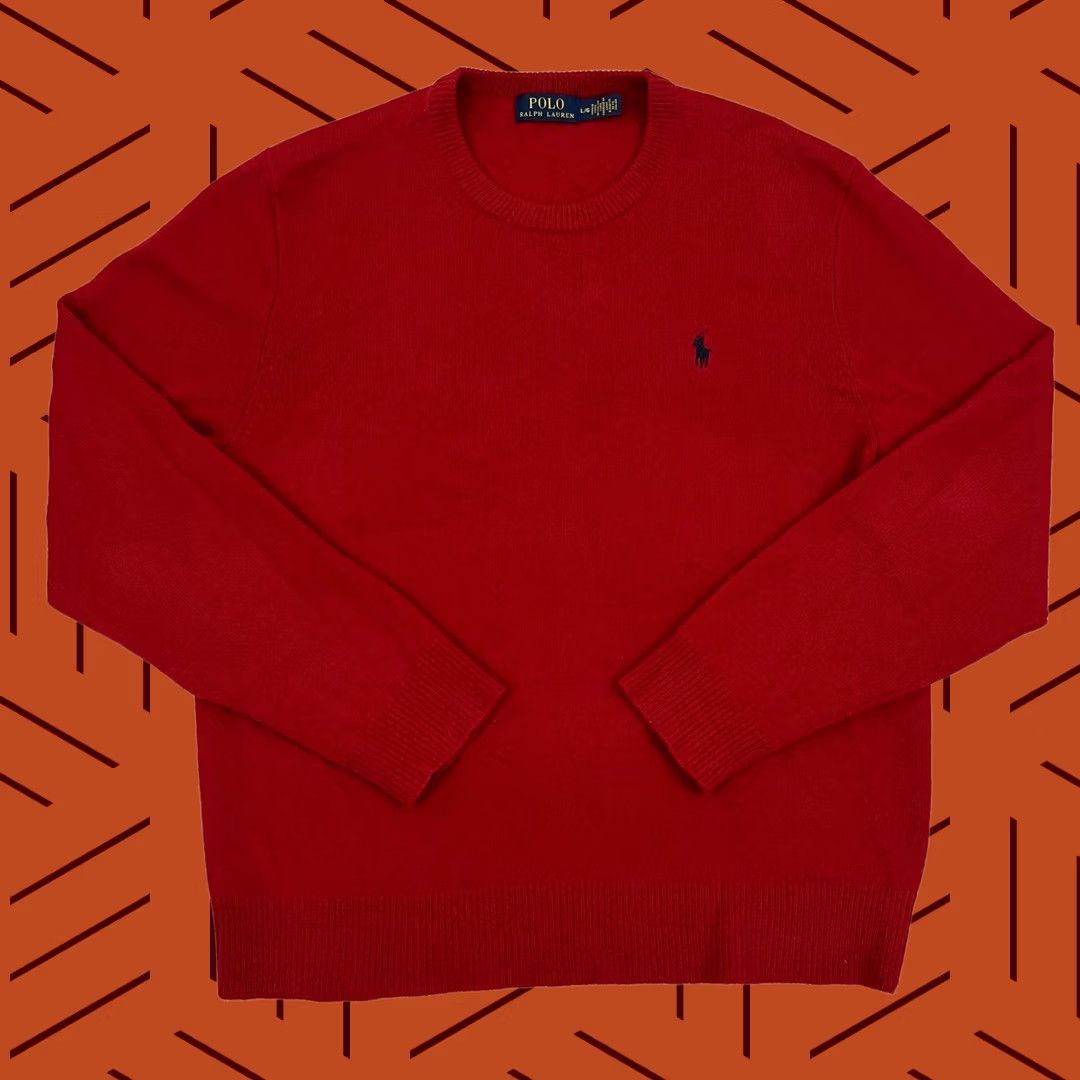 Polo Ralph Lauren Polo Ralph Lauren Sweater Mens L Red Wool Lambs Yarn Crewneck Jumper Preppy Pony Size US L / EU 52-54 / 3 - 1 Thumbnail